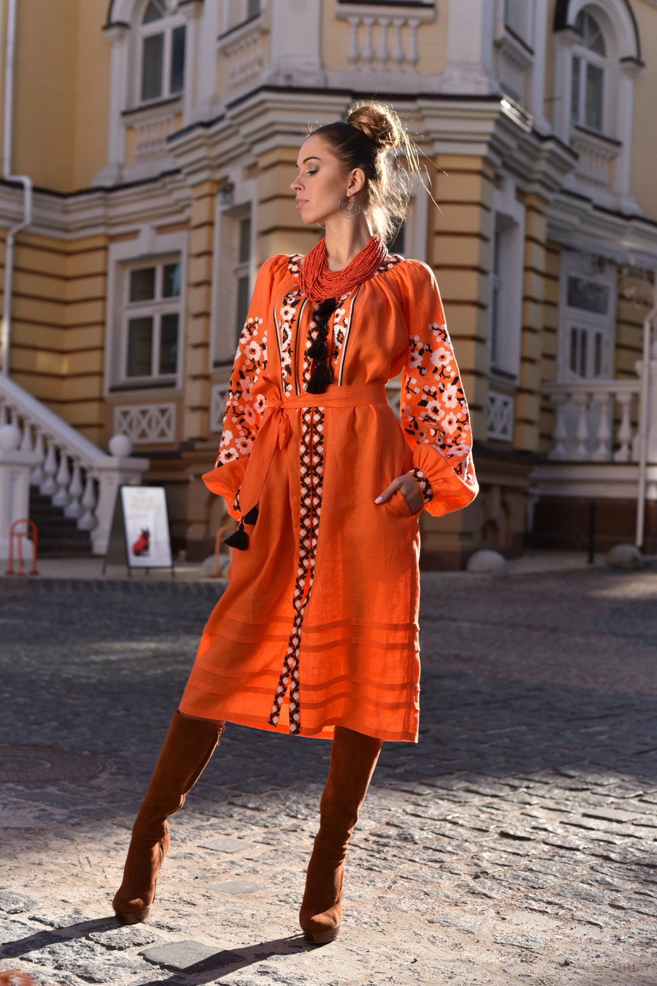 Ukrainian Vyshyvanka Dress - Embroidered Folk Outfit for Women