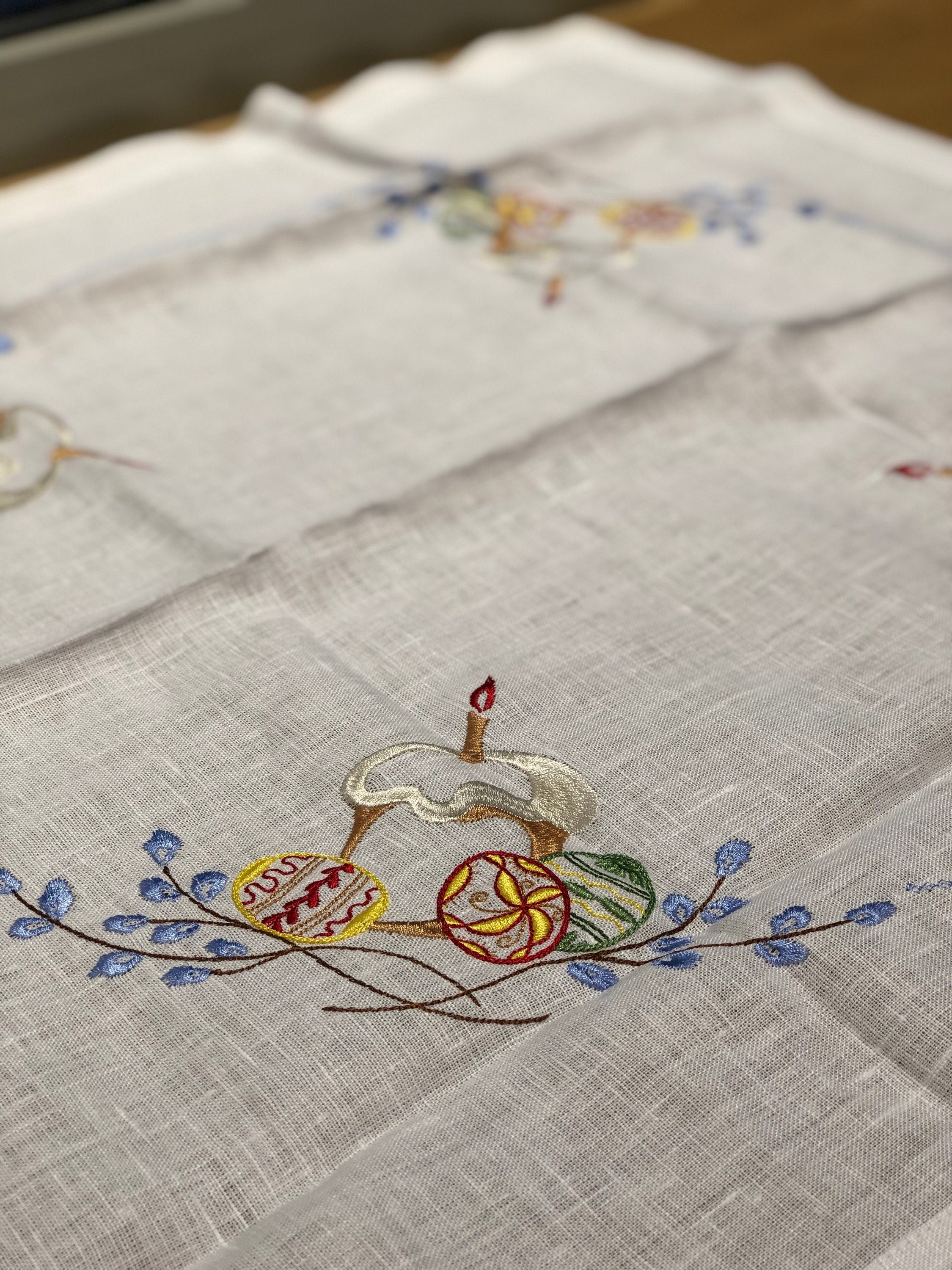 Embroidered Ukrainian Tablecloth 65x65 cm Easter Linen from Ukraine