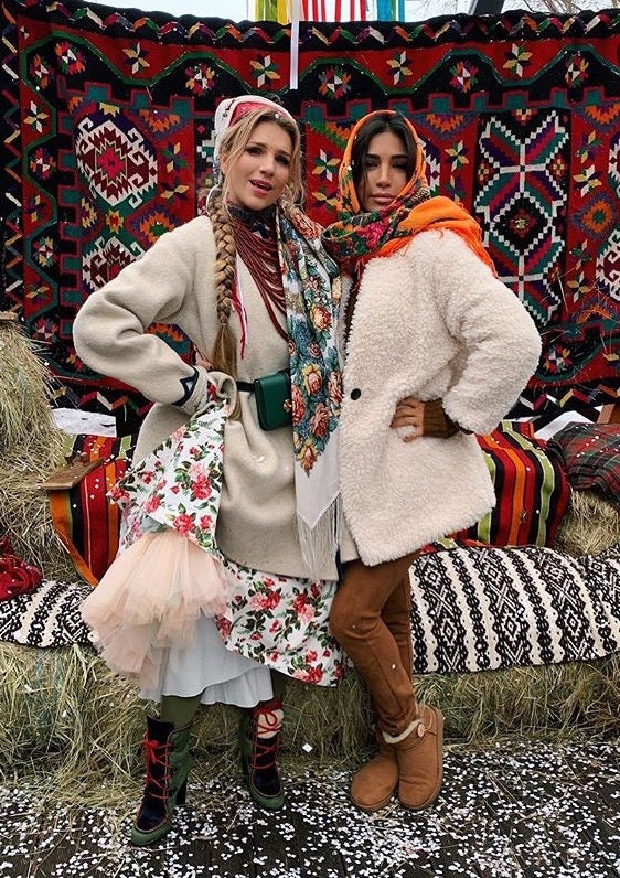 Traditional Ukrainian Wool Shawl - Bohemian Ethnic Scarf for Mom