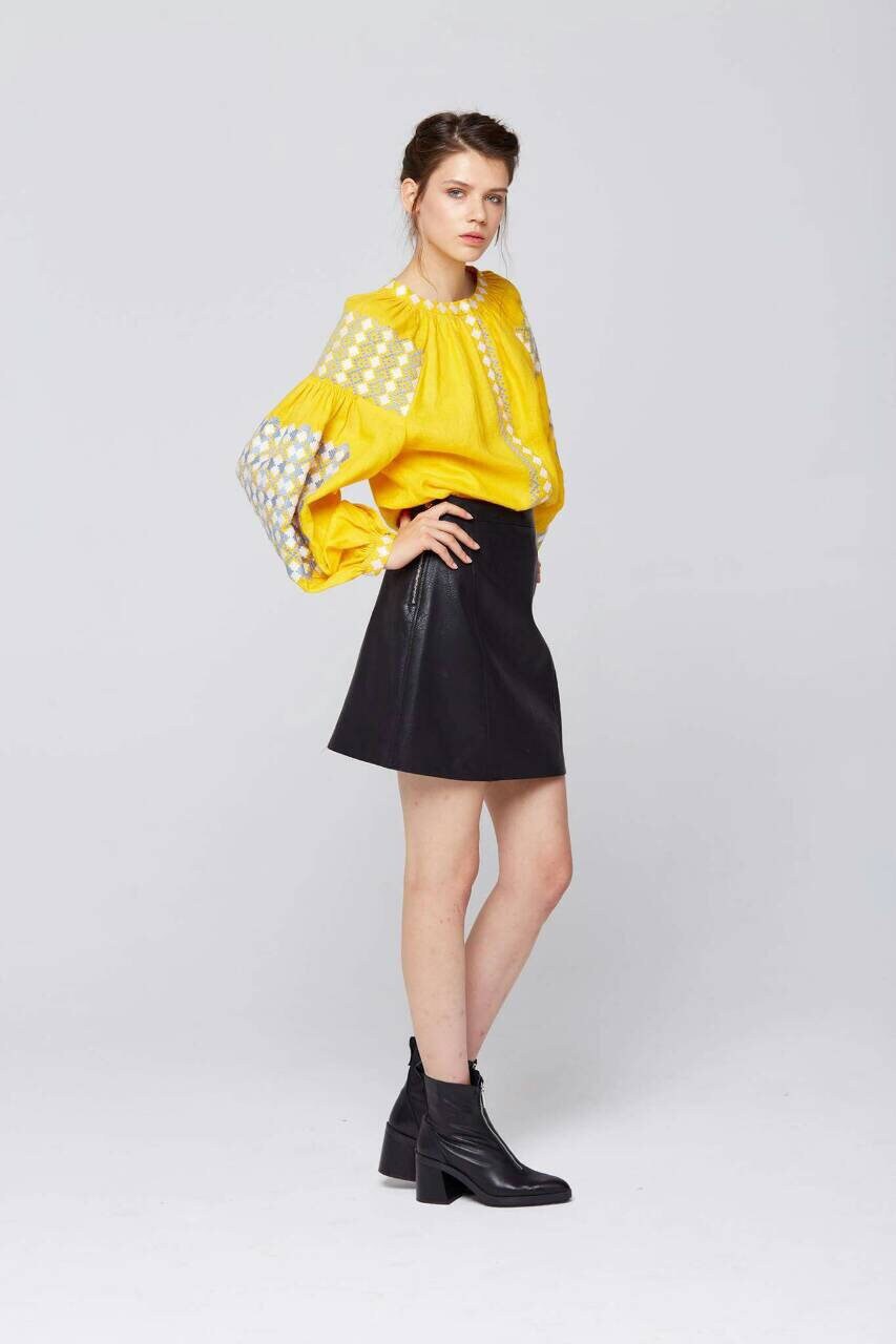 Linen Ukrainian Vyshyvanka Blouse | Boho Embroidered Folk Top