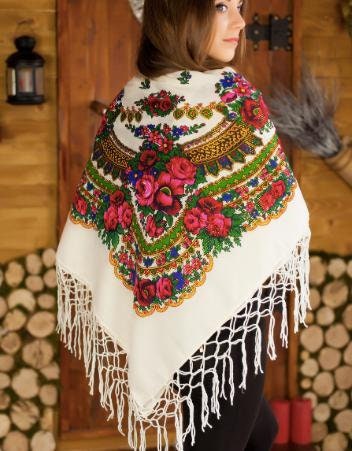 Ukrainian Shawl - Large Bohemian Flower Scarf for Women