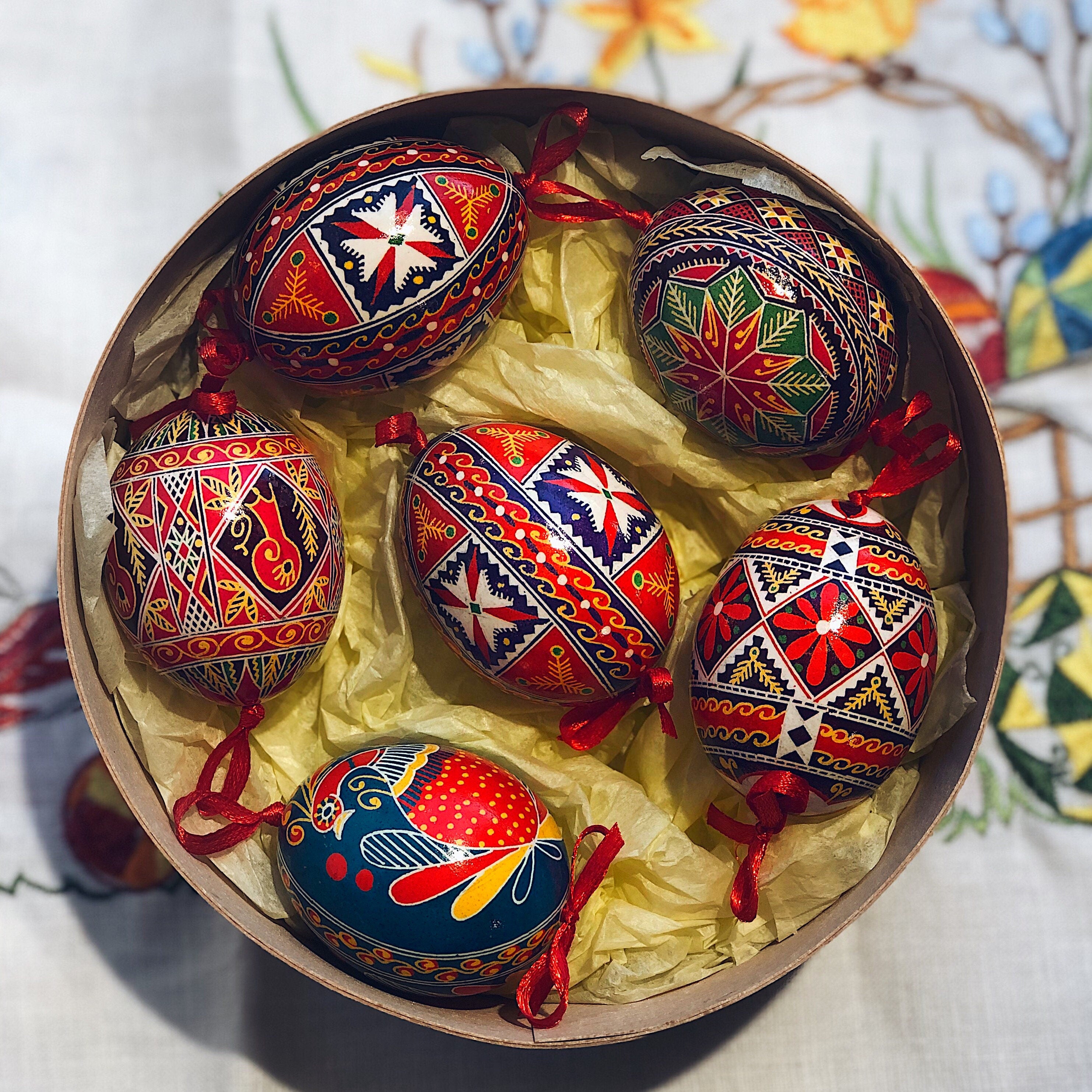 Ukrainian Pysanka Set 6 Handmade Real Chicken Eggs Easter