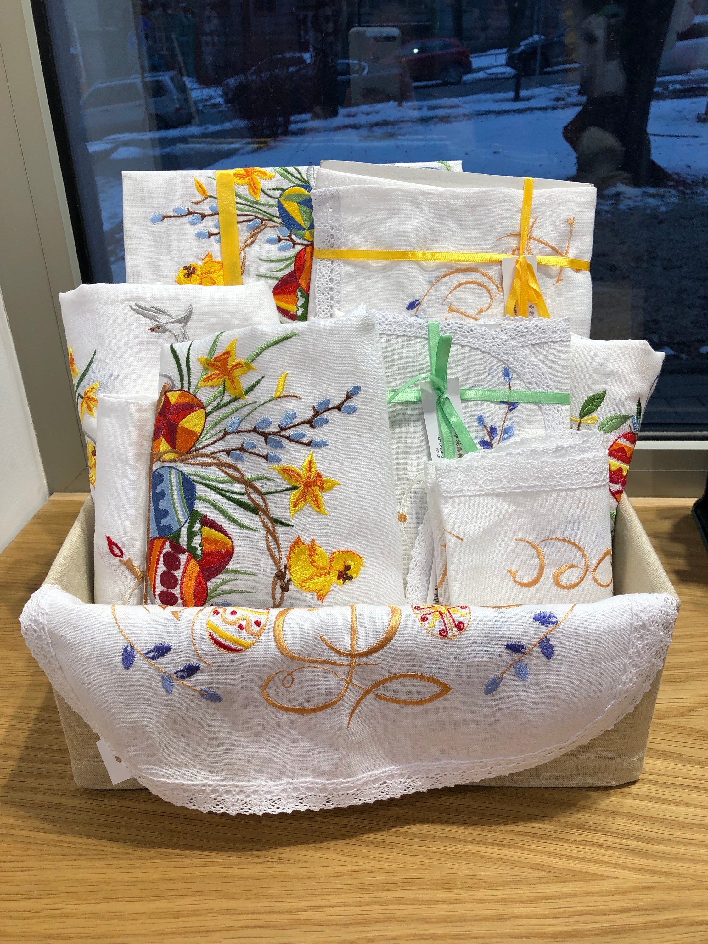 Embroidered Ukrainian Tablecloth 64x64 cm | Easter Linen Table Runner from Ukraine