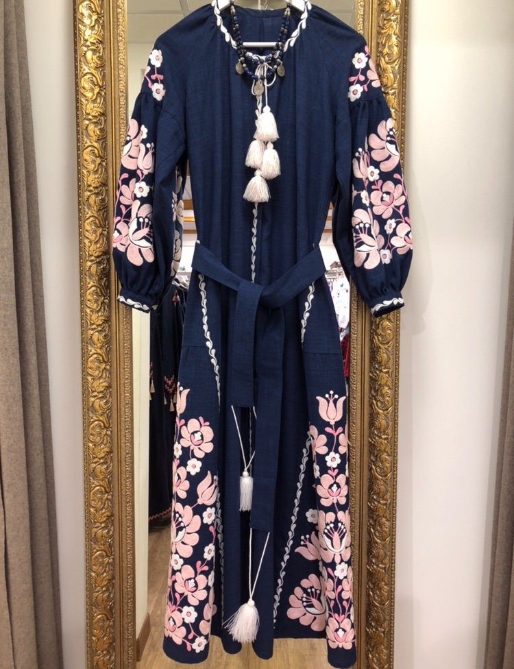 Ukrainian Vyshyvanka Boho Dress - Women's Folk Fashion