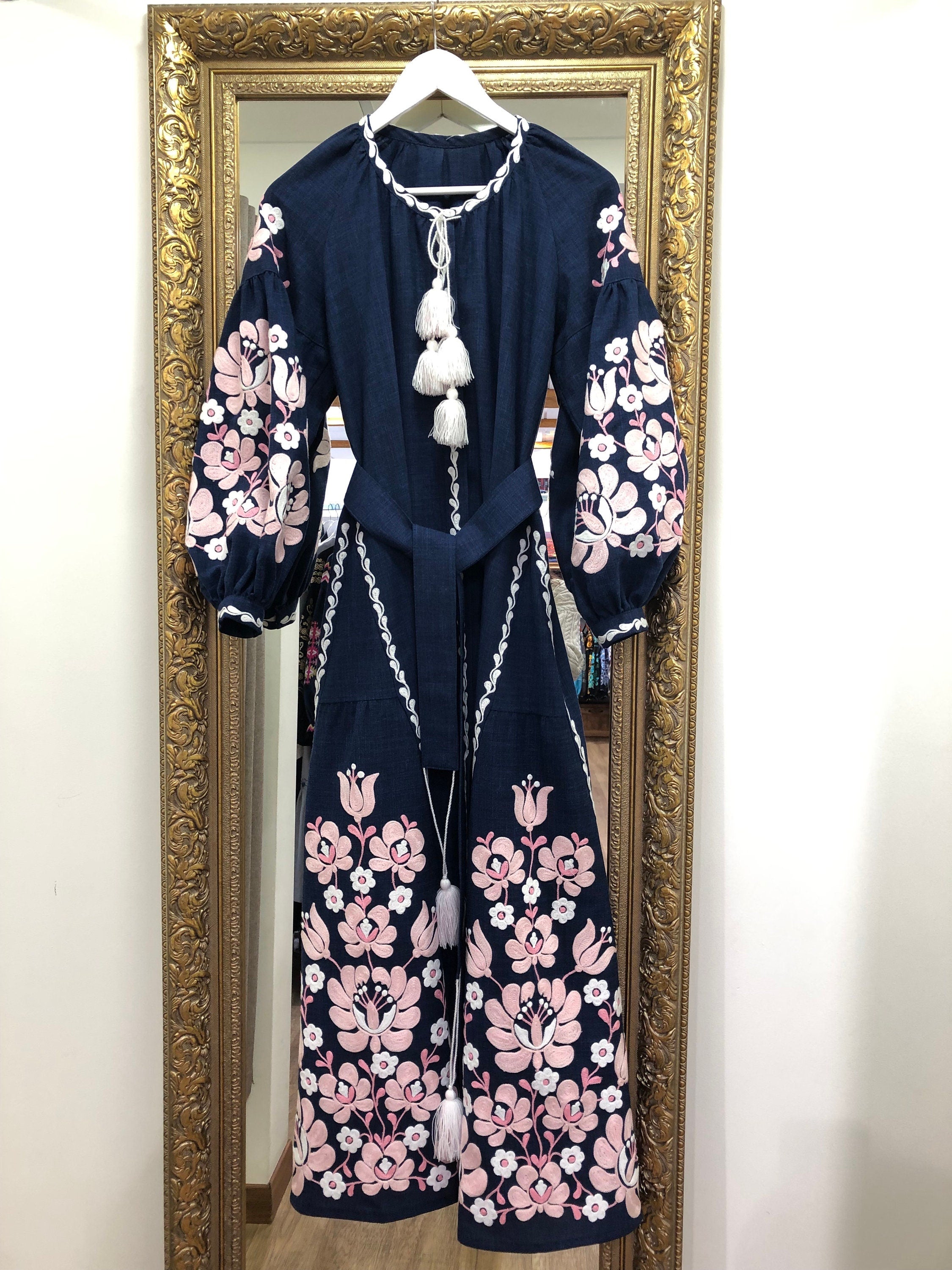 Ukrainian Vyshyvanka Boho Dress - Women's Folk Fashion