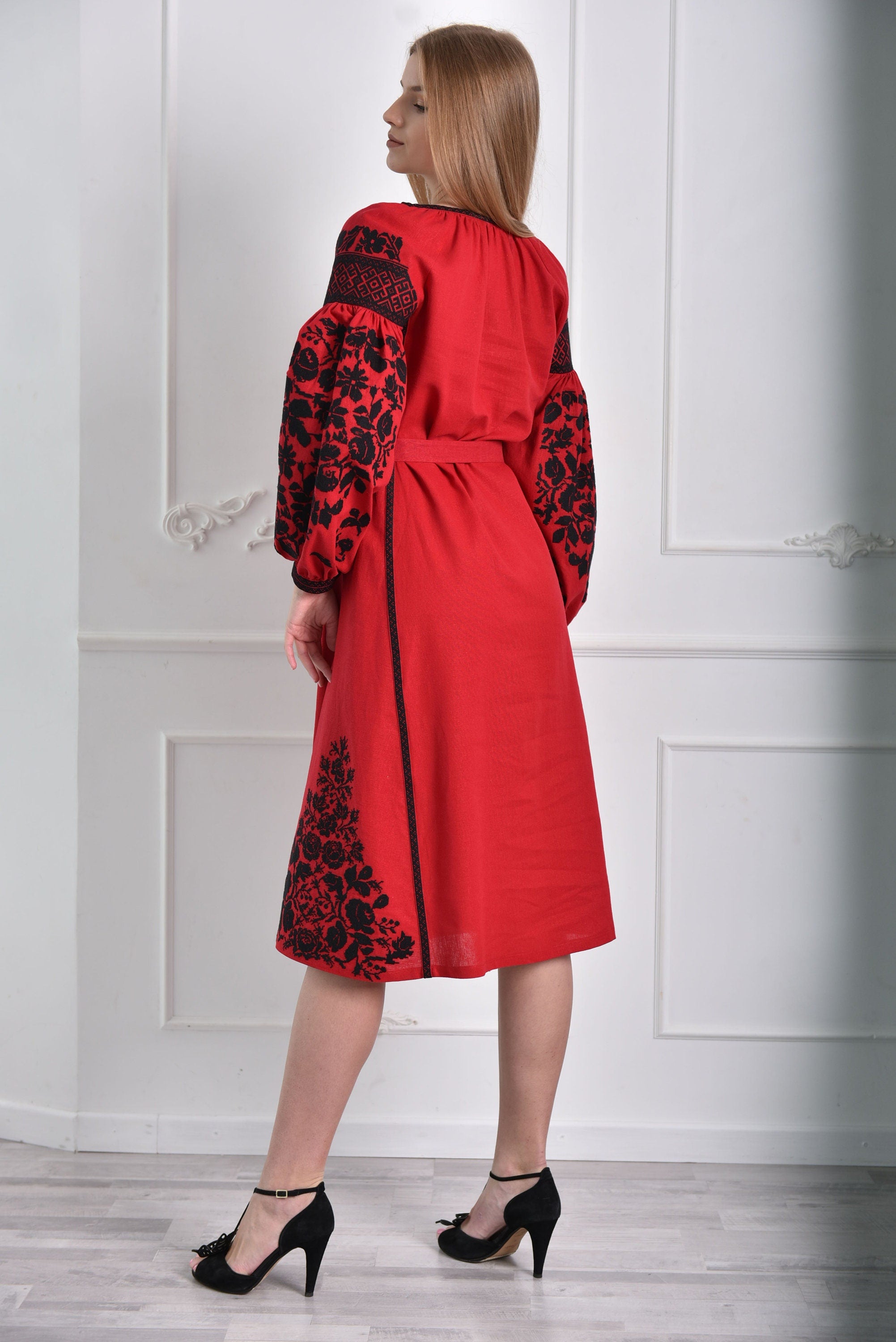 Ukrainian Vyshyvanka Boho Embroidered Dress for Women