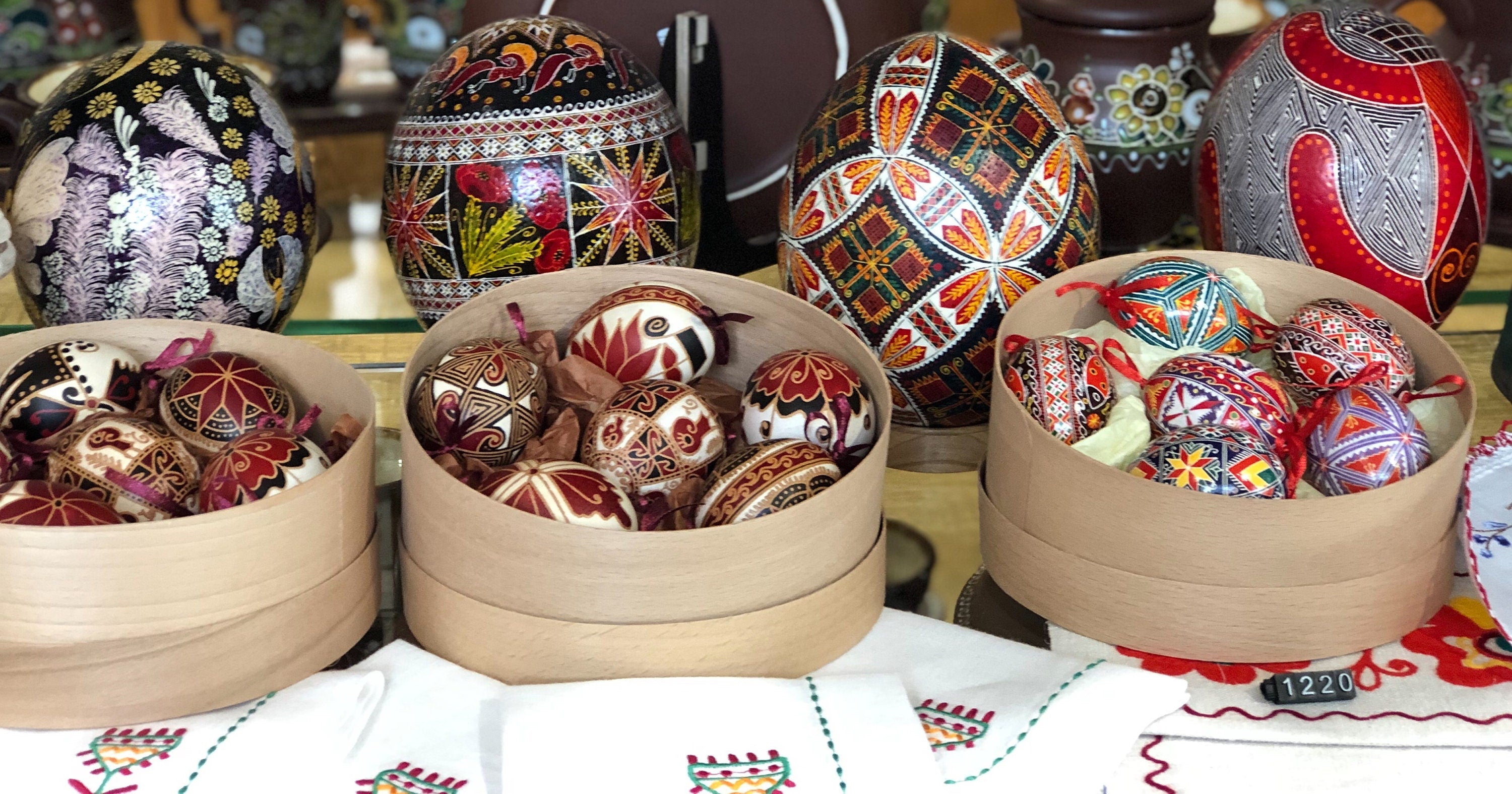 Ukrainian Hand-Painted Ostrich Egg Pysanka for Easter