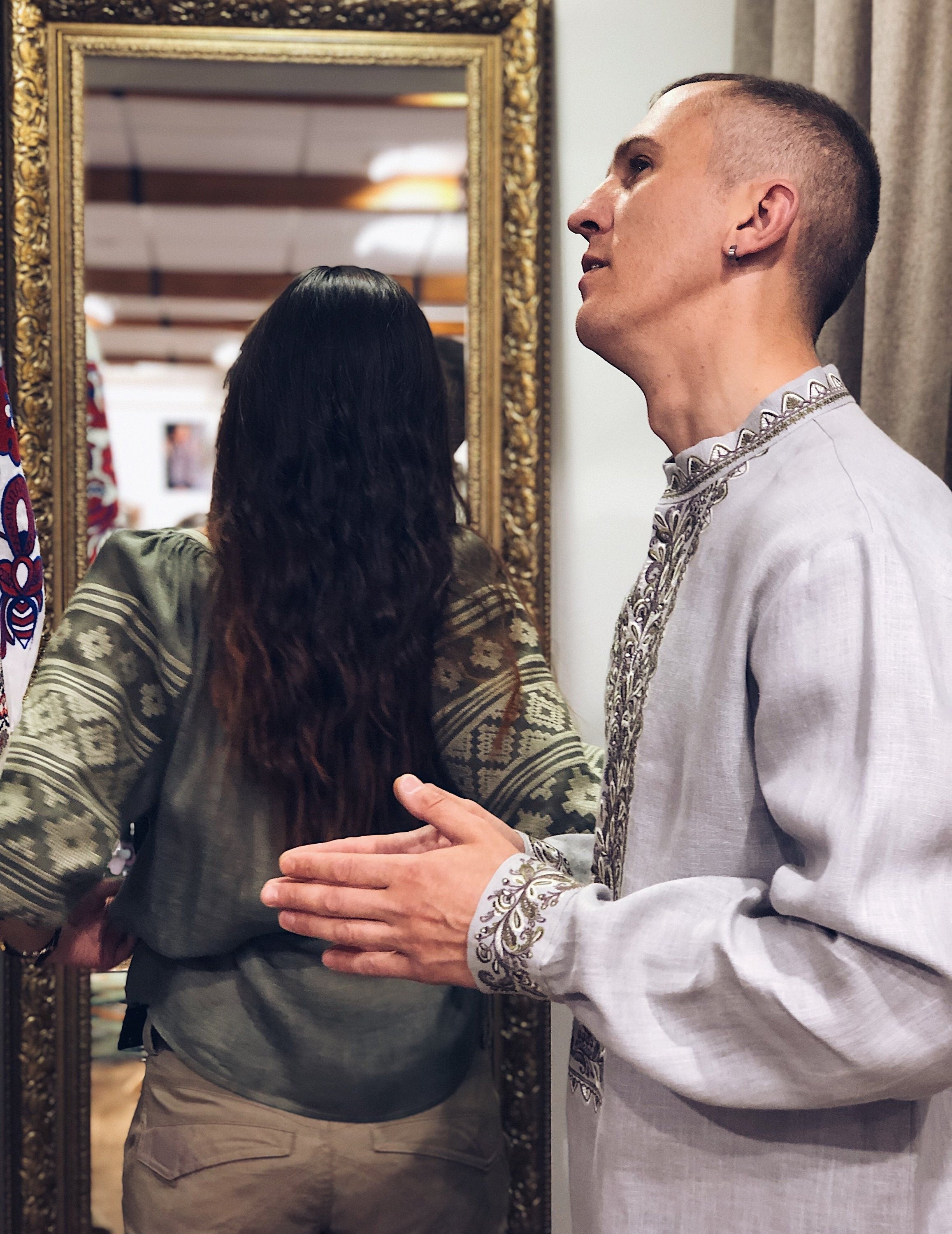 Linen Embroidered Ukrainian Vyshyvanka Blouse - Bohemian Ethnic Shirt