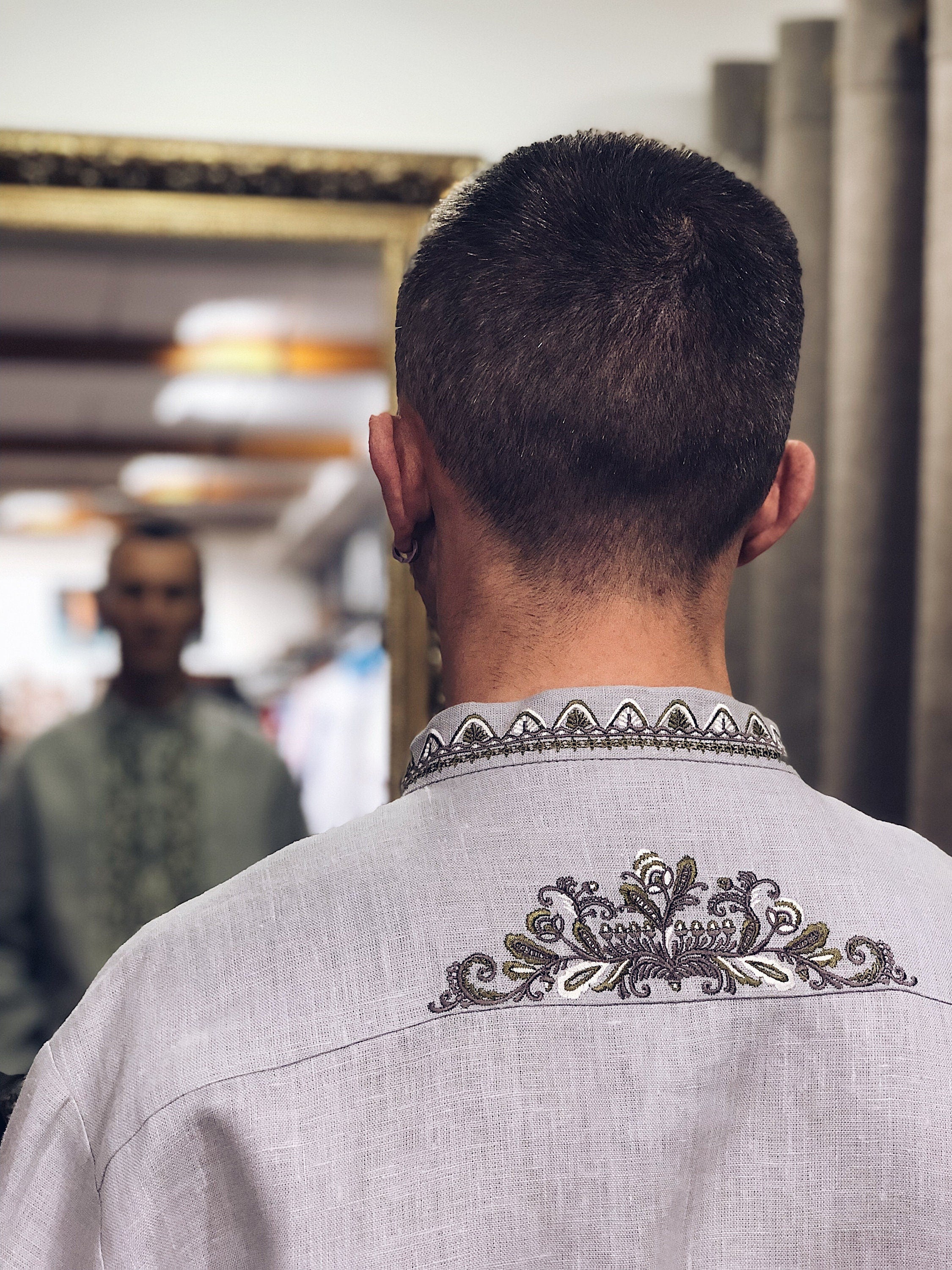 Linen Embroidered Ukrainian Vyshyvanka Blouse - Bohemian Ethnic Shirt