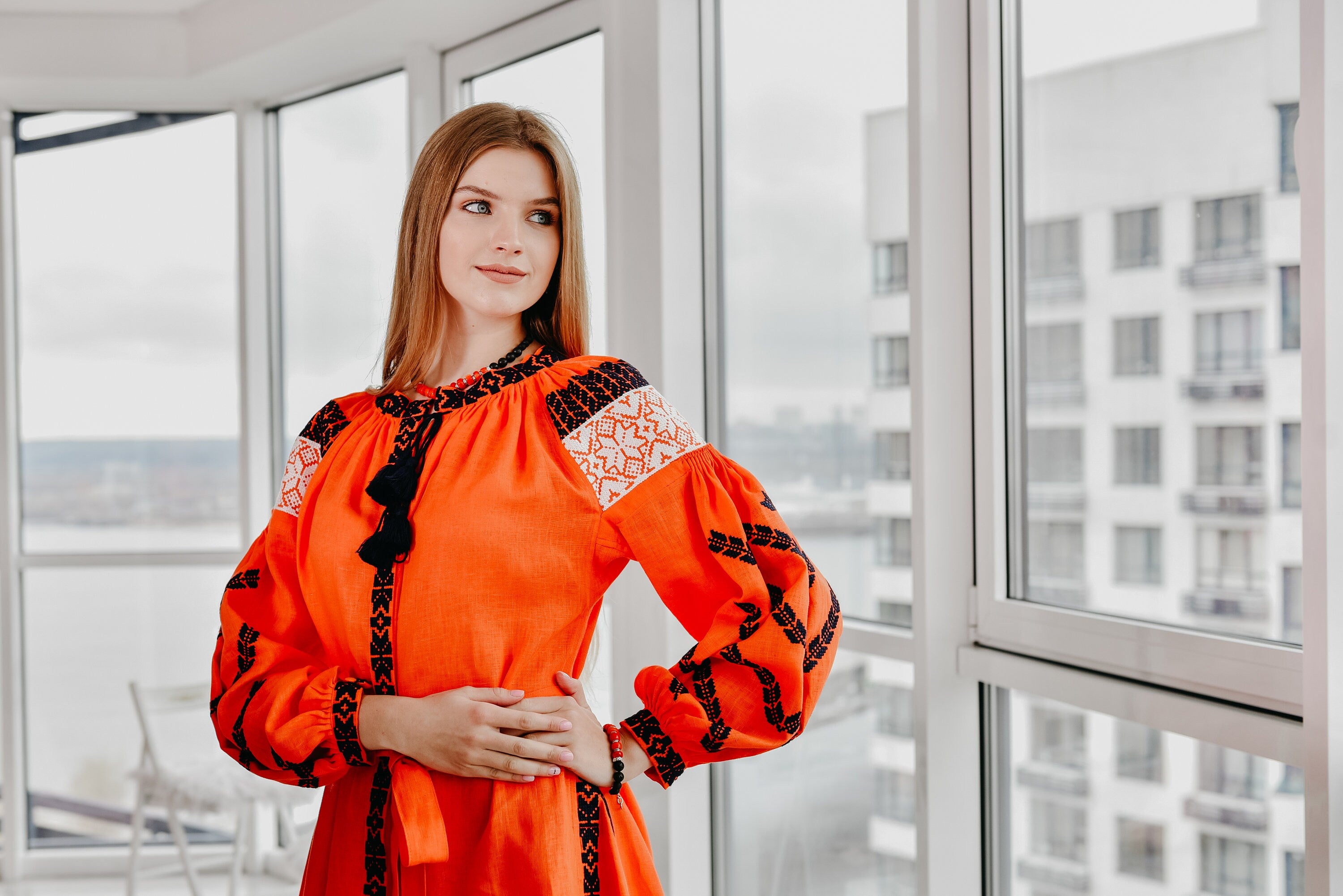 Ukrainian Vyshyvanka Linen Dress - Boho Style