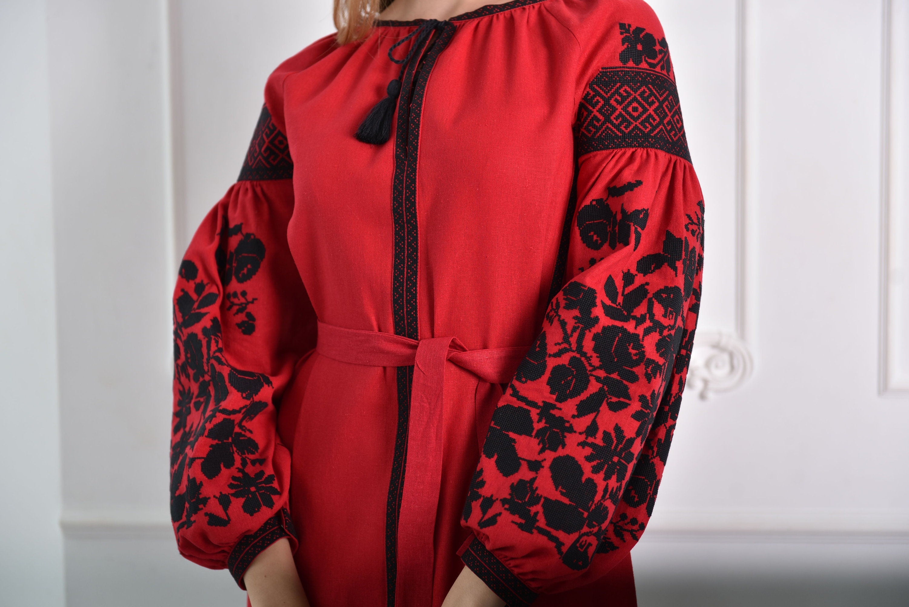 Ukrainian Vyshyvanka Boho Embroidered Dress for Women