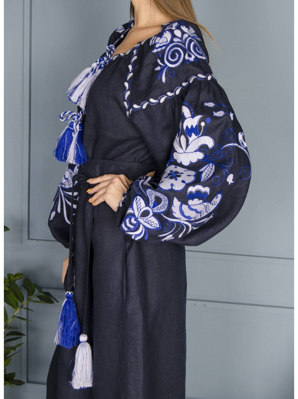 Blue Embroidered Dress, Ukrainian Vyshyvanka Dress, Women Dress, Gift for Her, Gift for Girl, Gift for Wife, Gift for Christmas