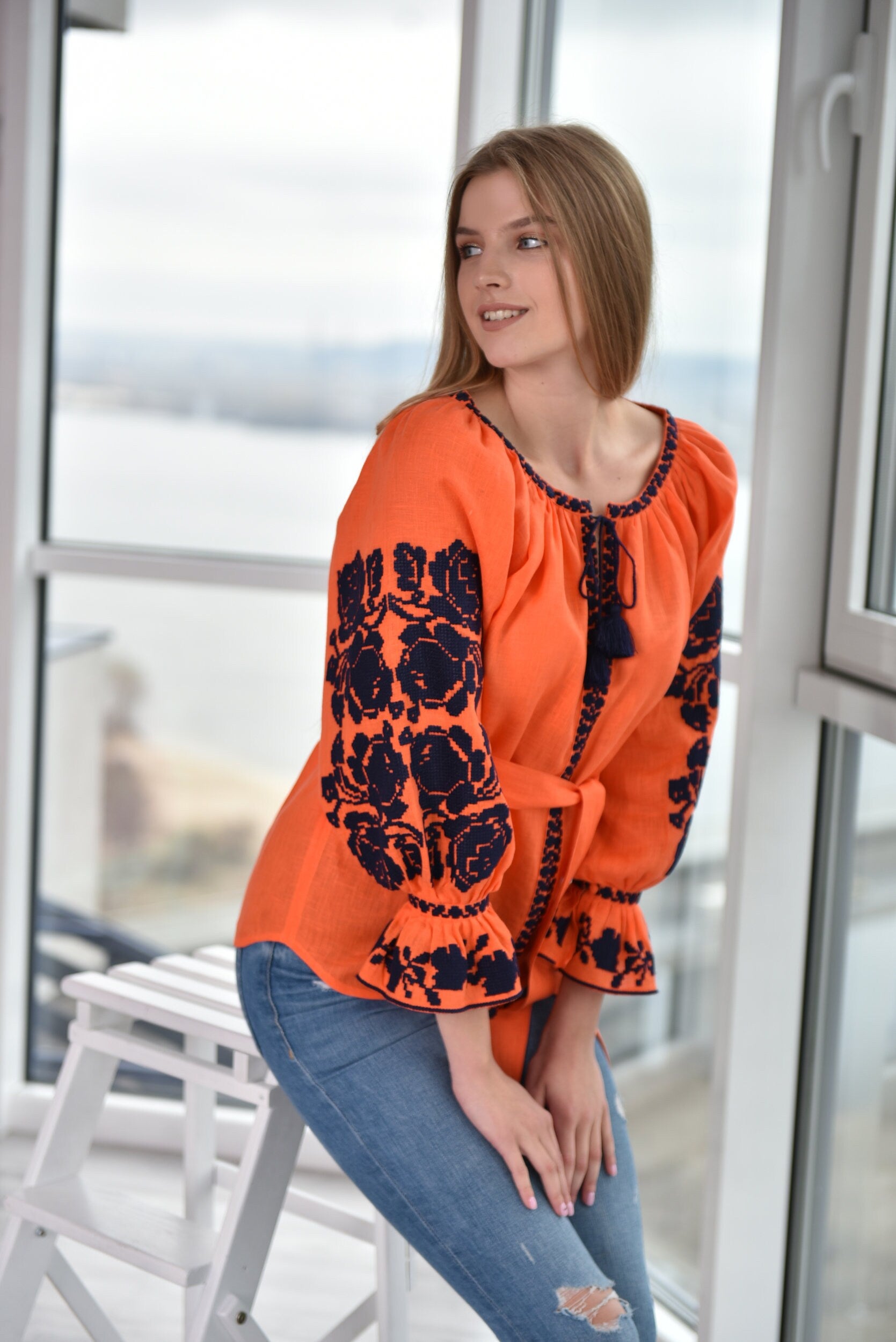 Ukrainian Vyshyvanka Blouse - Embroidered Bohemian Ethnic Shirt