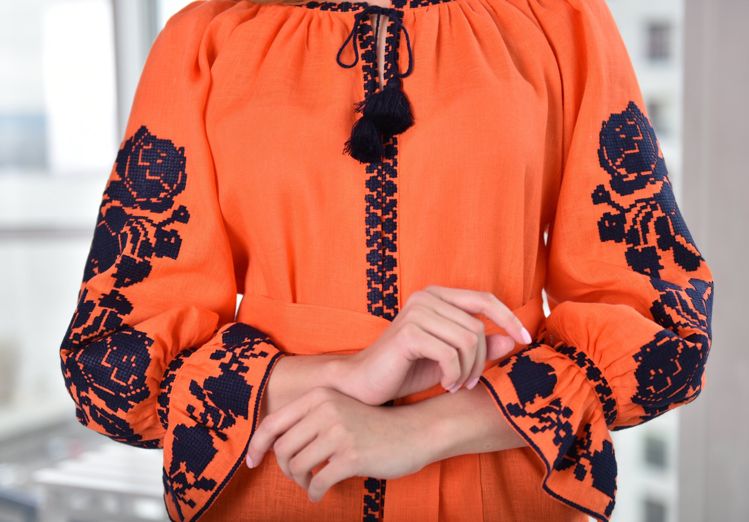 Ukrainian Vyshyvanka Blouse - Embroidered Bohemian Ethnic Shirt