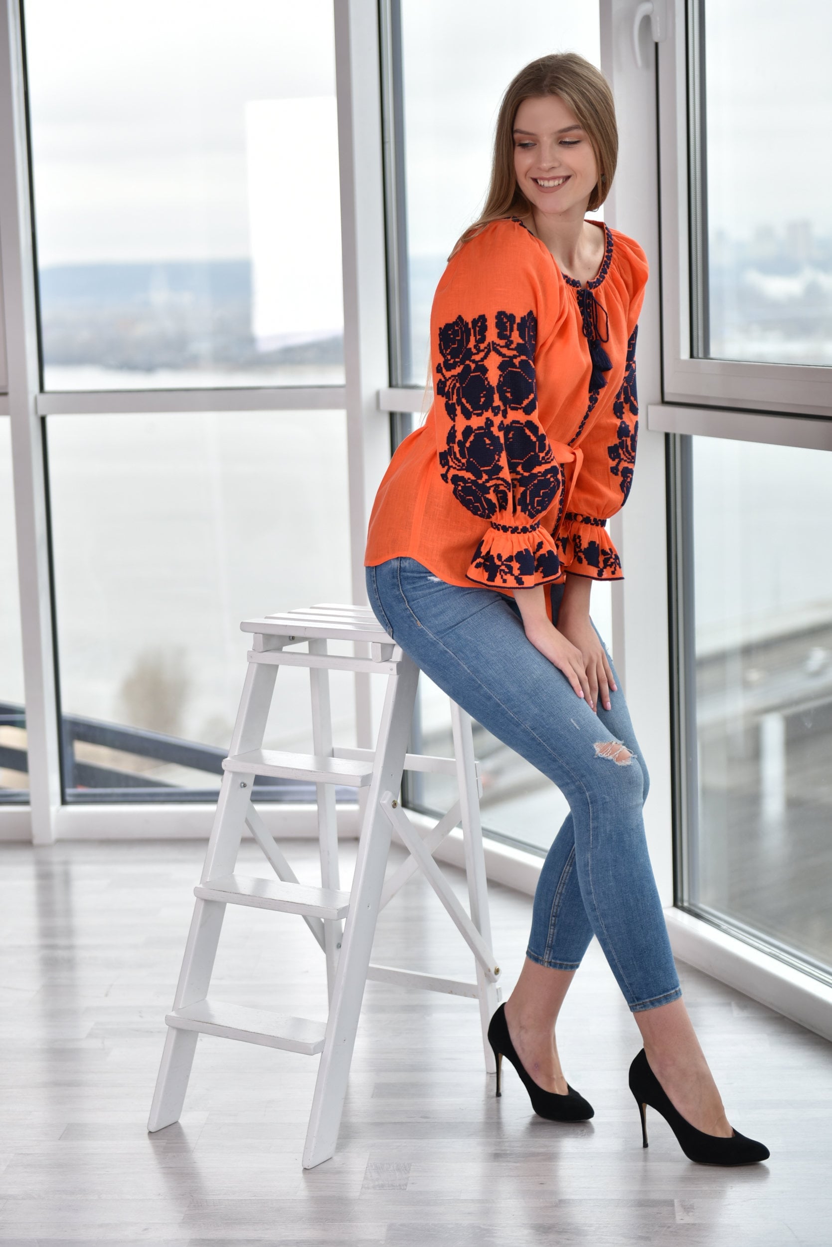 Ukrainian Vyshyvanka Blouse - Embroidered Bohemian Ethnic Shirt