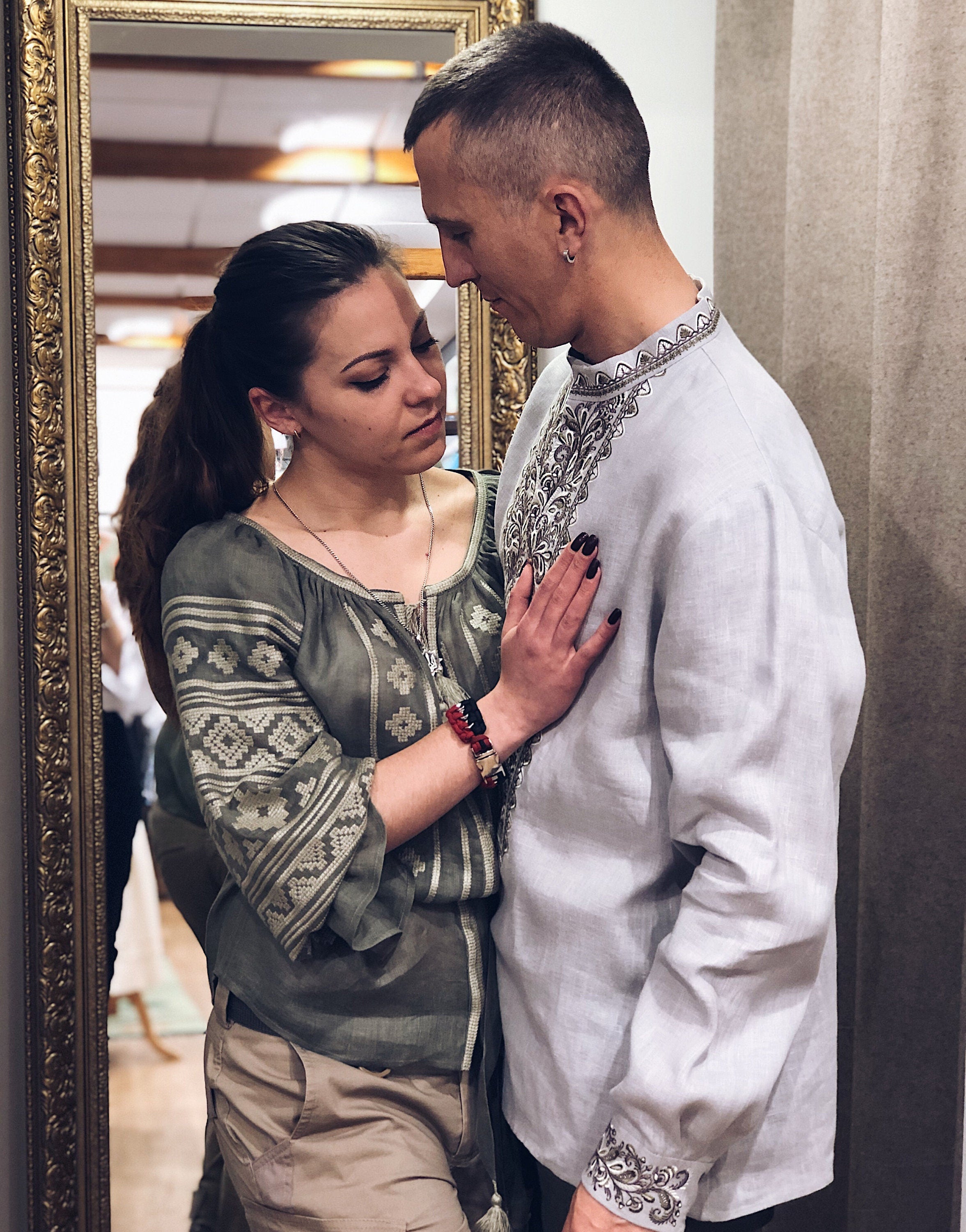 Linen Embroidered Ukrainian Vyshyvanka Blouse - Bohemian Ethnic Shirt