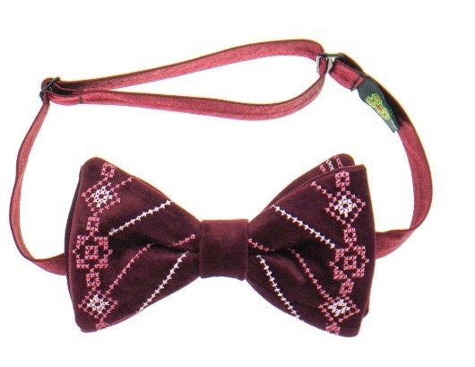 Ukrainian Embroidered Butterfly Tie for Men