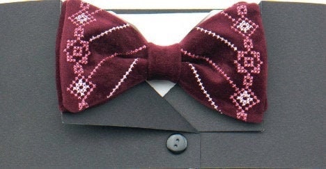 Ukrainian Embroidered Butterfly Tie for Men