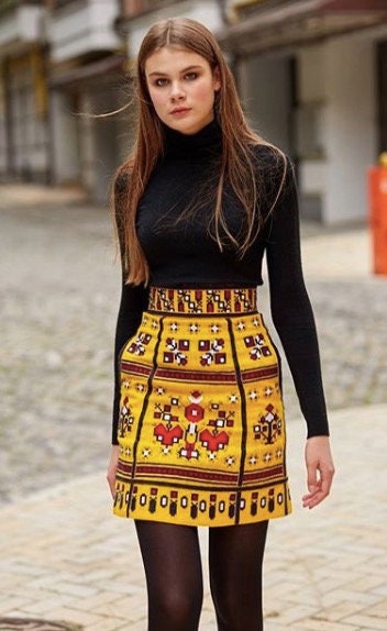 Ukrainian Vyshyvanka Linen Embroidered Skirt for Valentine's Day