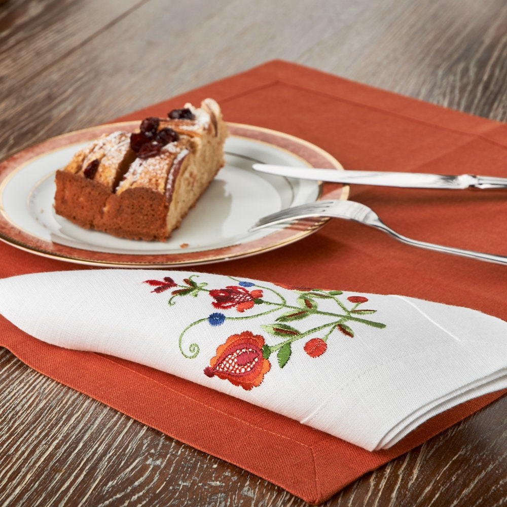 Embroidered "Tree of Life" Linen Napkin 40x40 cm