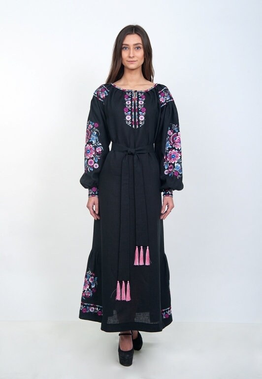 Ukrainian Vyshyvanka Embroidered Women's Dress for Easter