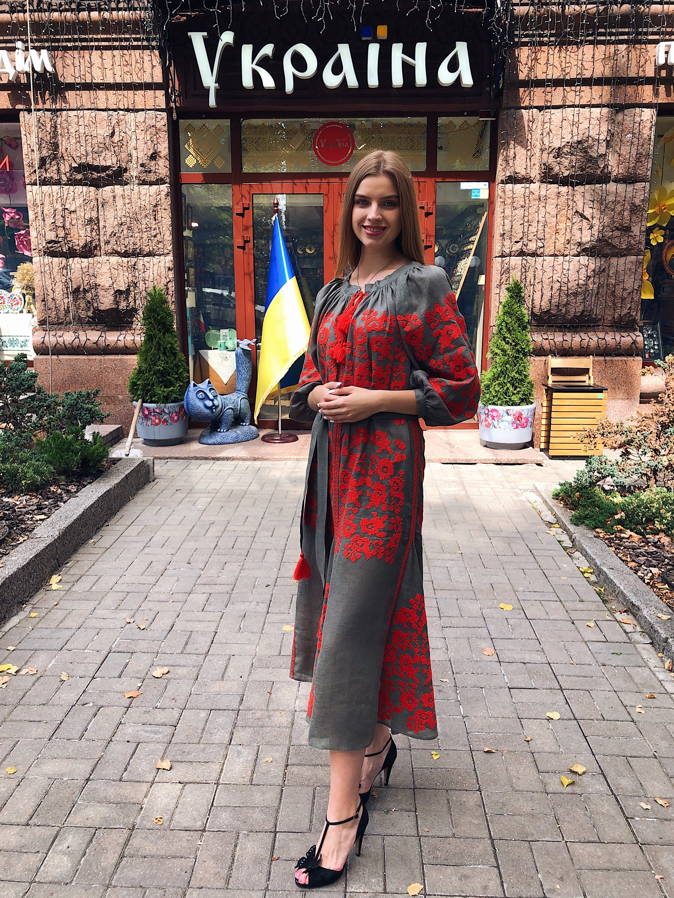 Ukrainian Vyshyvanka Dress Boho Style for Women