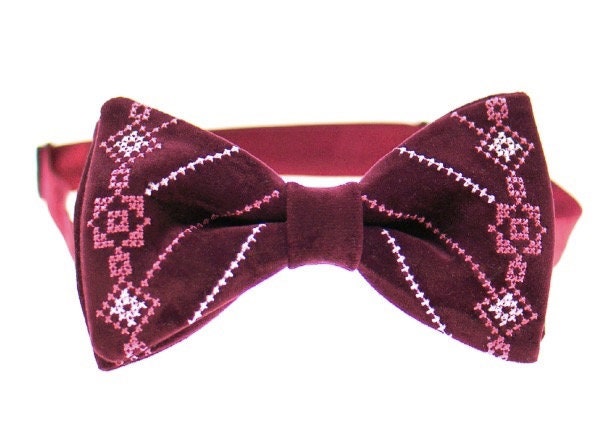 Ukrainian Embroidered Butterfly Tie for Men