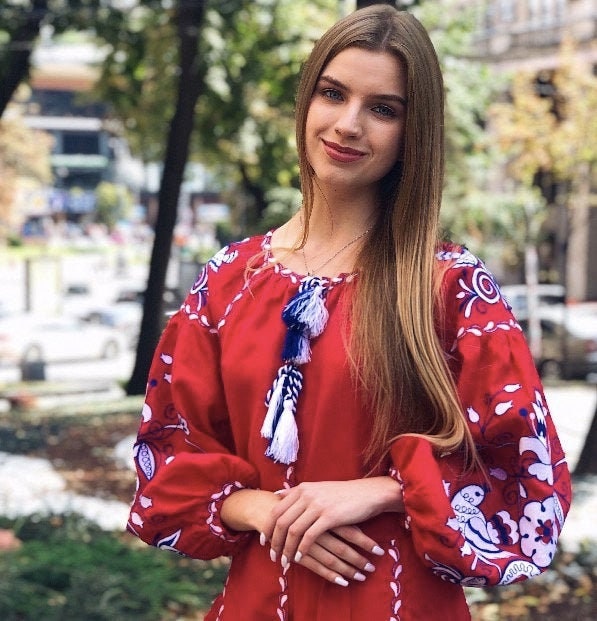 Ukrainian Vyshyvanka Linen Dress - Boho Red Embroidered Folk Style