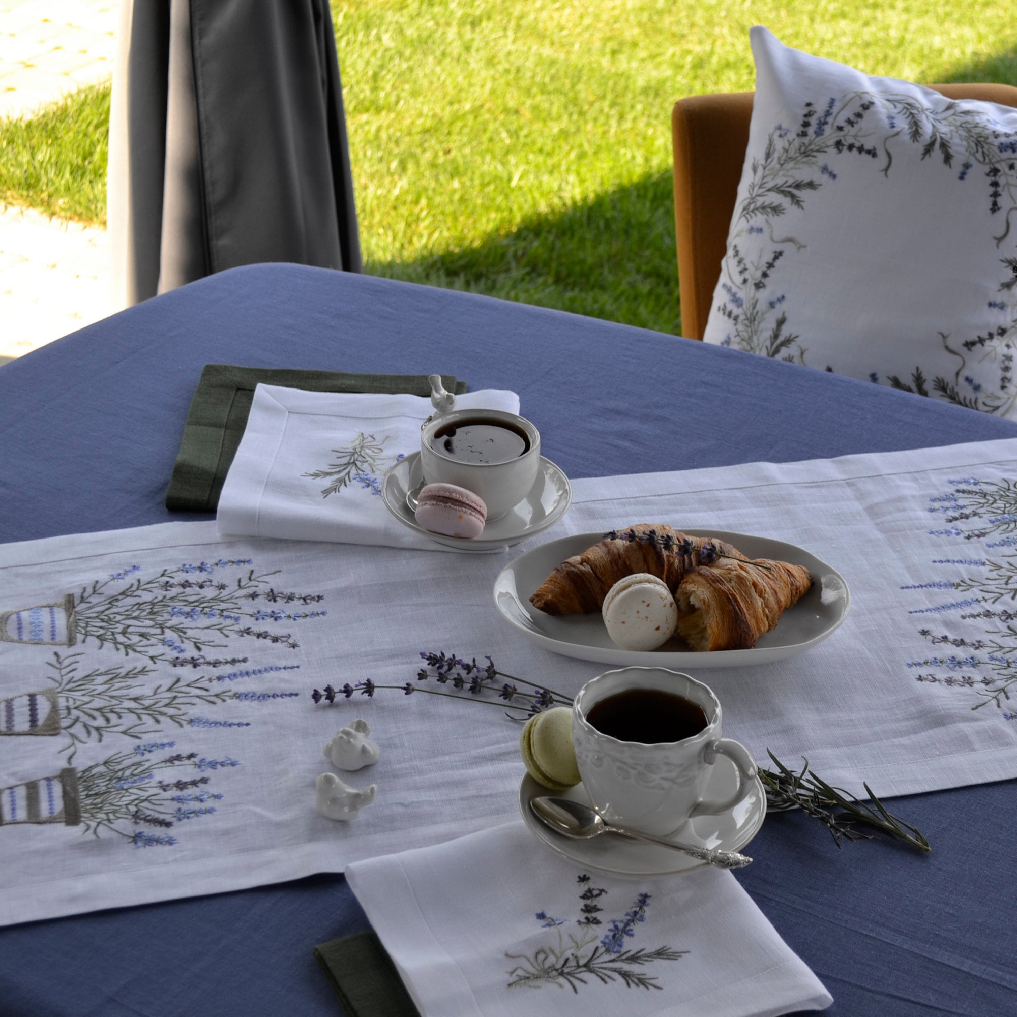 "Embroidered Lavender 90x90 CM Ukrainian Linen Tablecloth"