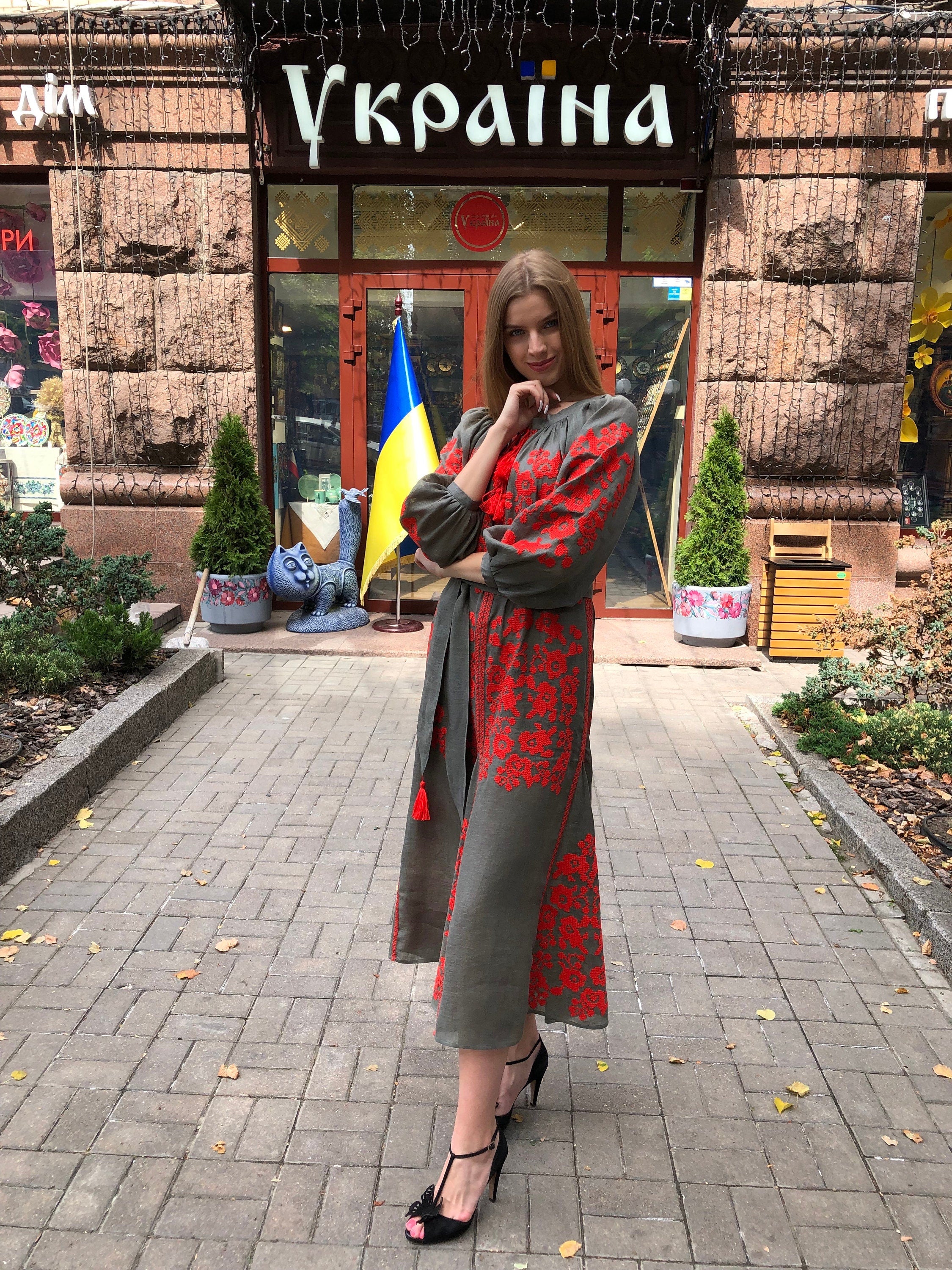 Ukrainian Vyshyvanka Dress Boho Style for Women