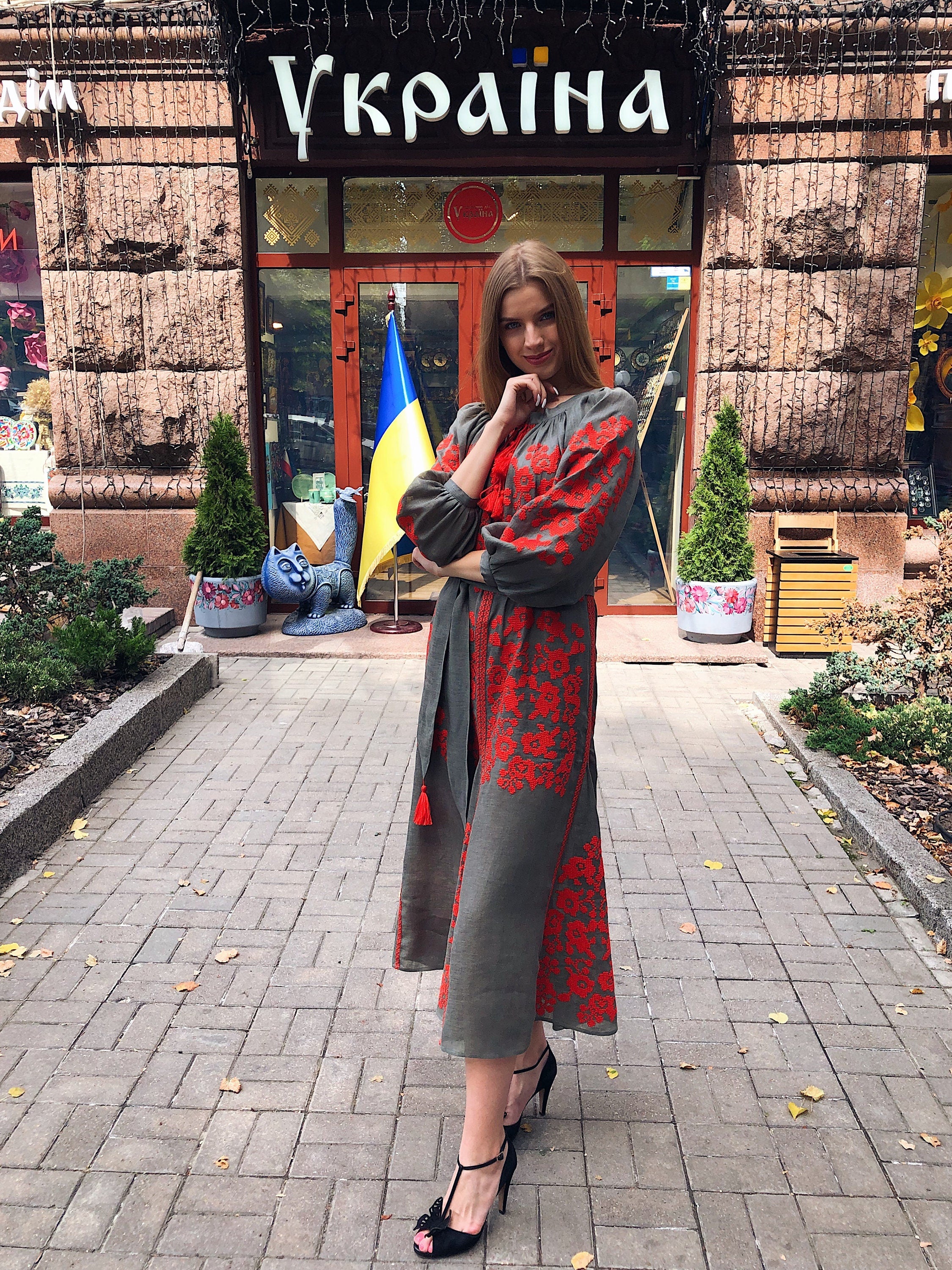 Ukrainian Vyshyvanka Dress Boho Style for Women