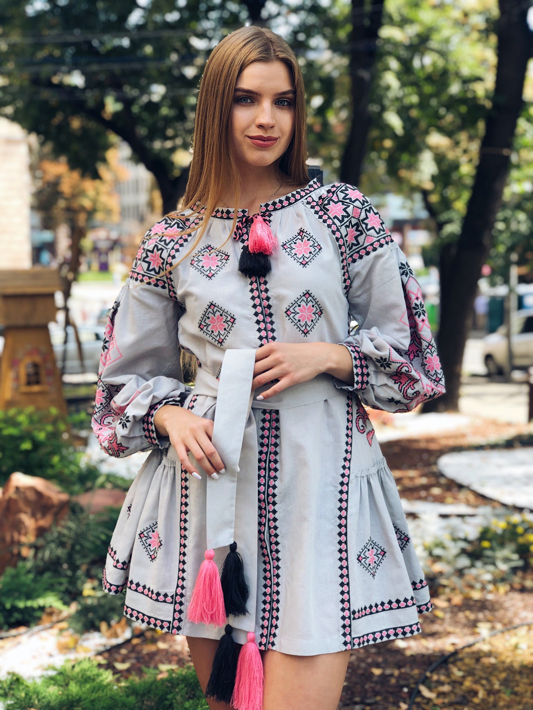 Ukrainian Vyshyvanka Boho Dress for Women