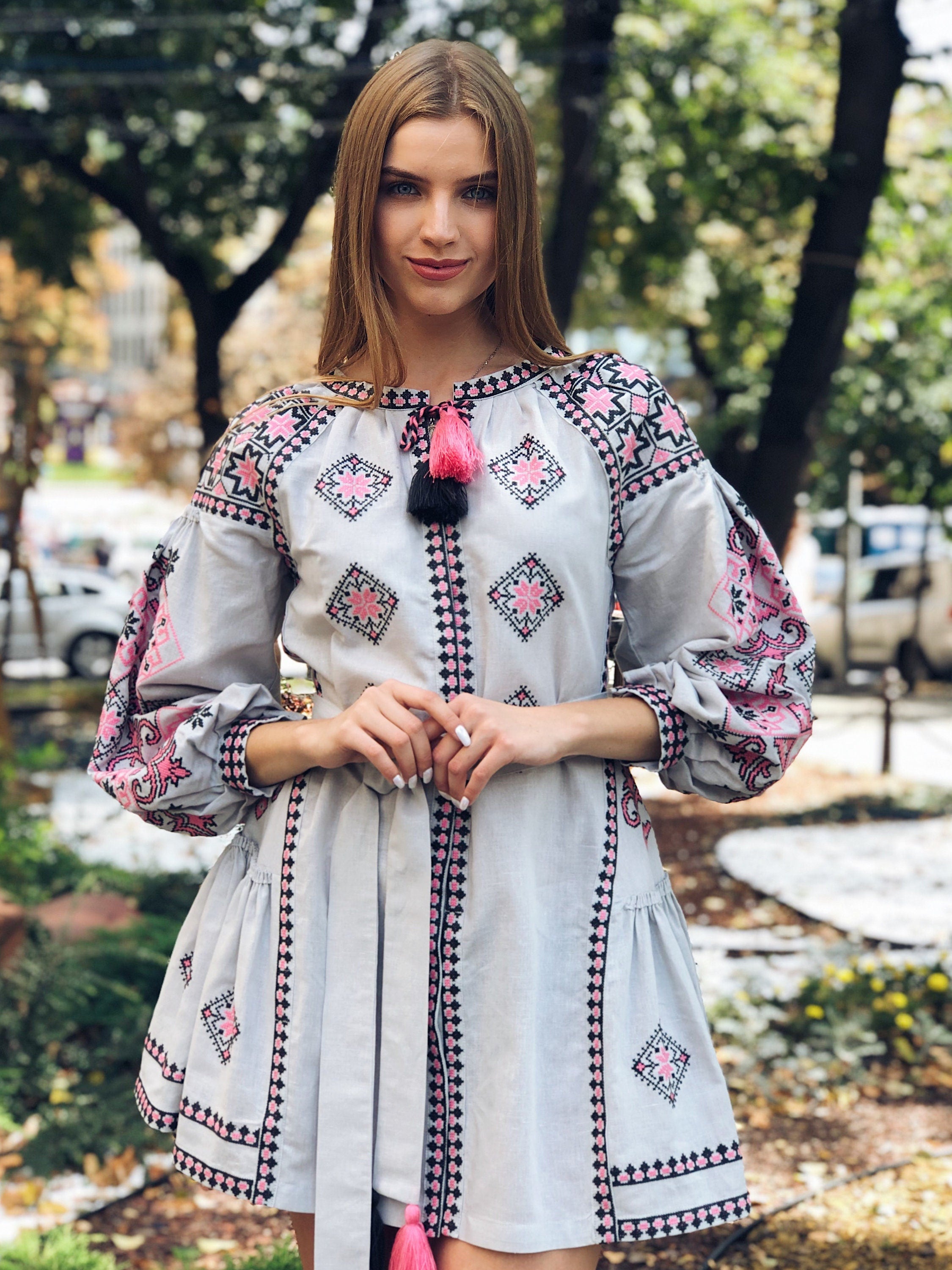 Ukrainian Vyshyvanka Boho Dress for Women