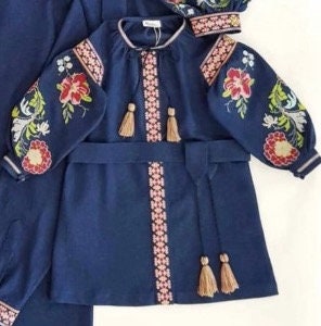 Family Look: Women's Dress, Men's Shirt, and Daughter's Dress - Embroidered Vyshyvanka for Mother's Day