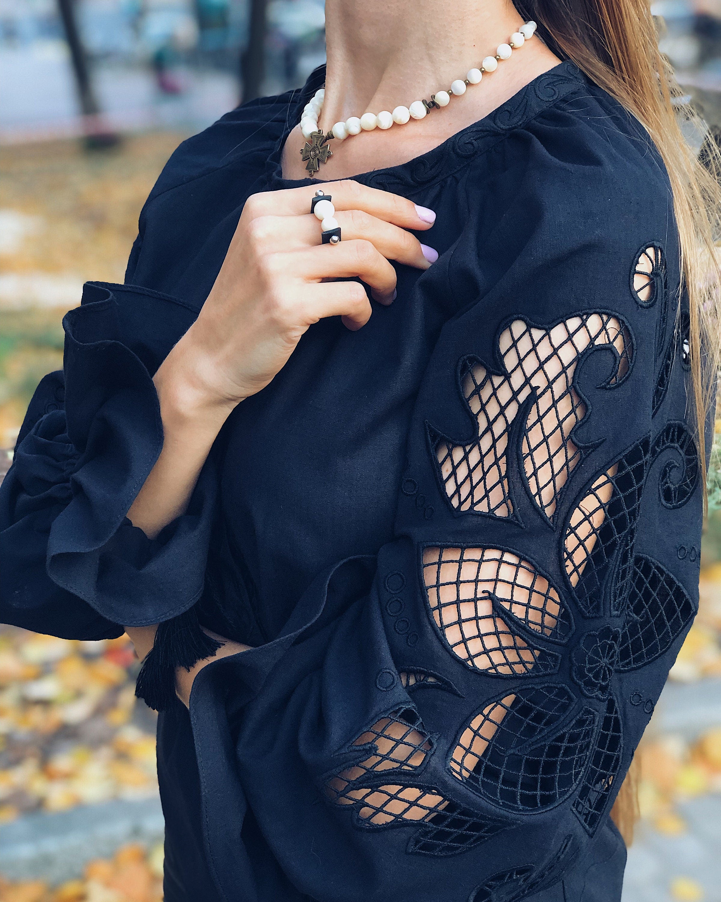 Ukrainian Vyshyvanka Blouse - Bohemian Embroidered Shirt