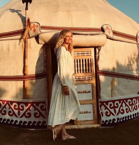 Linen Ukrainian Vyshyvanka Dress - Embroidered Beige Robe for Women