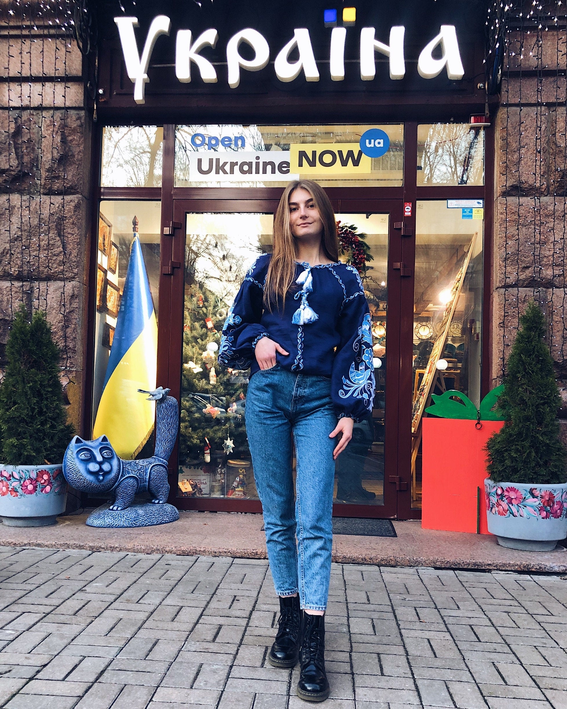 Ukrainian Vyshyvanka Blouse - Bohemian Embroidered Shirt