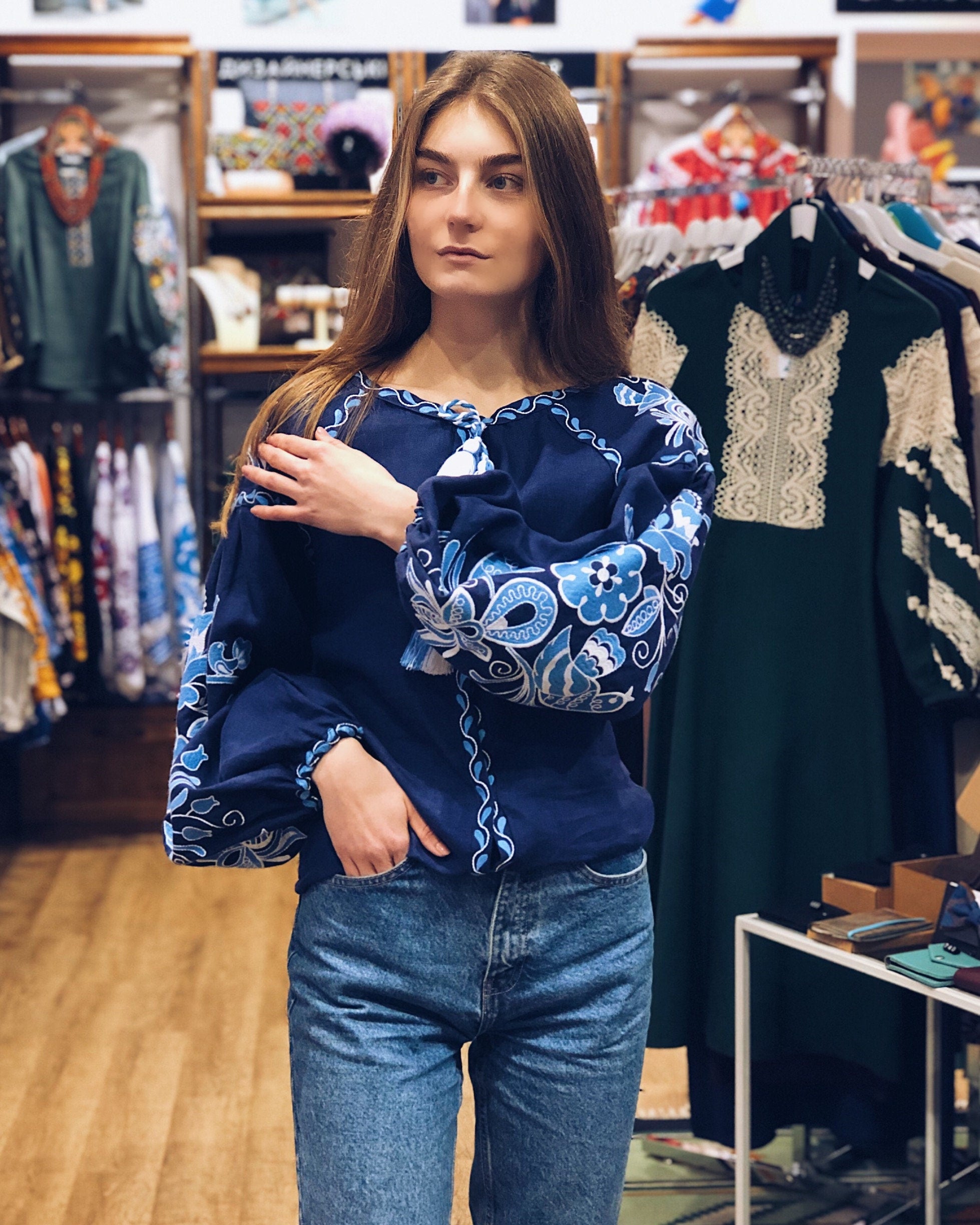 Ukrainian Vyshyvanka Blouse - Bohemian Embroidered Shirt