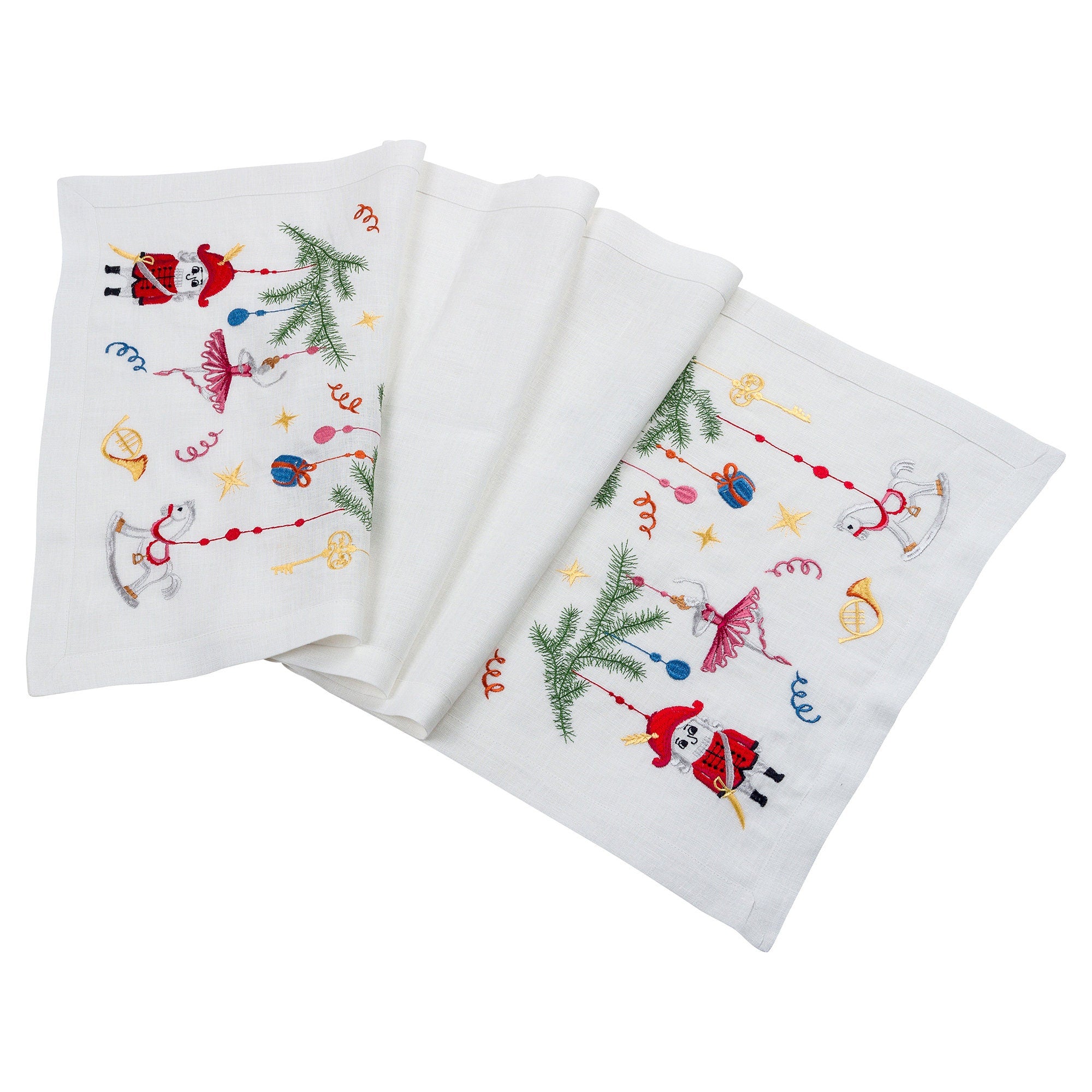 140x45CM Ukrainian Embroidered Linen Nutcracker Tablecloth Runner