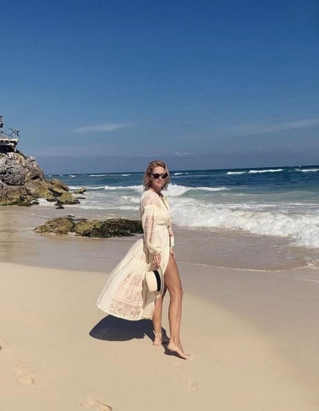 Linen Ukrainian Vyshyvanka Dress - Embroidered Beige Robe for Women