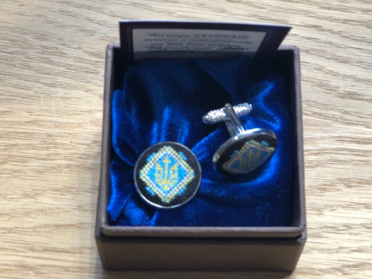 Trident Embroidered Cufflinks for Men – Elegant Handmade Groom Accessories