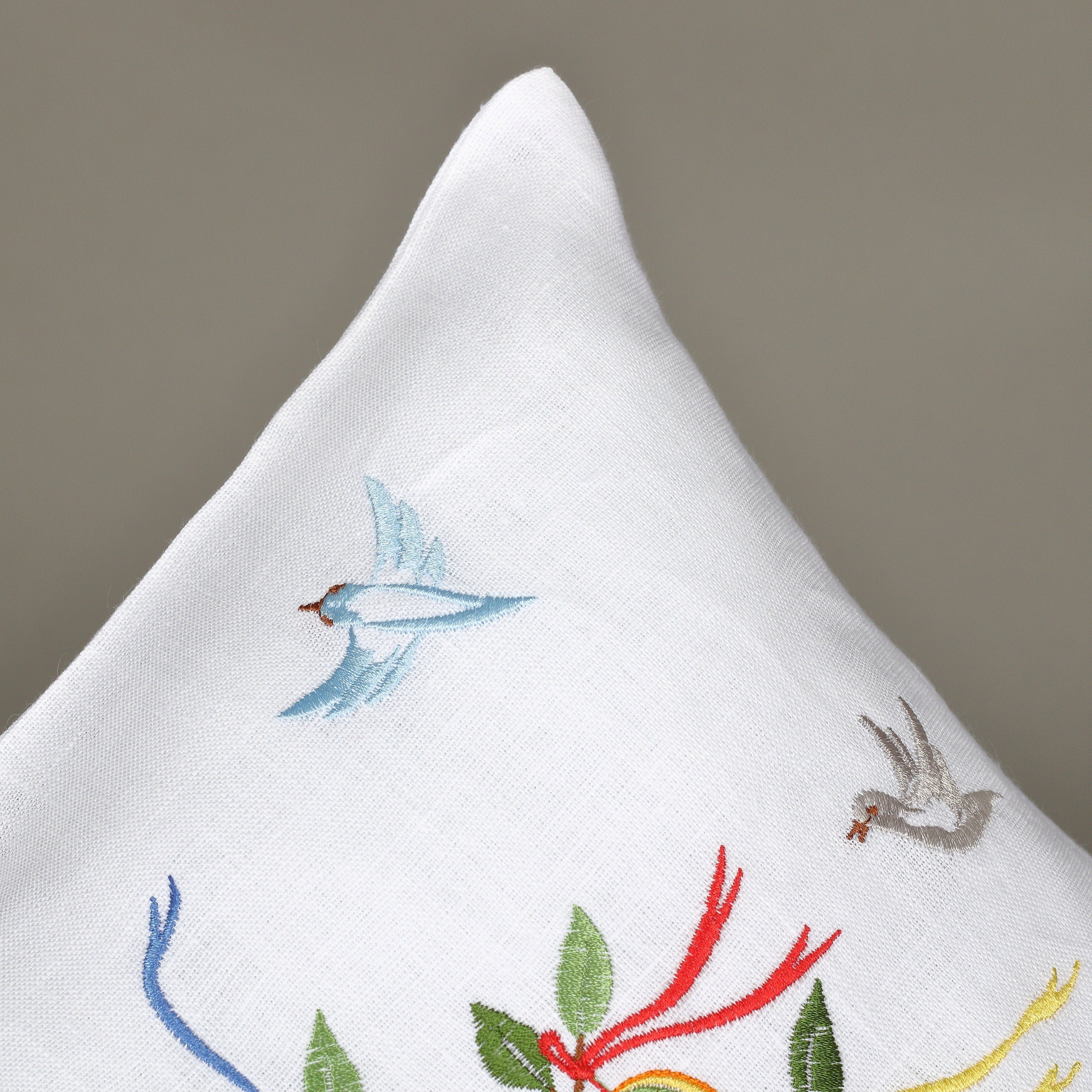 Linen Embroidered Pillowcase 40x40 CM | Organic Home Decor with Bright Embroidery