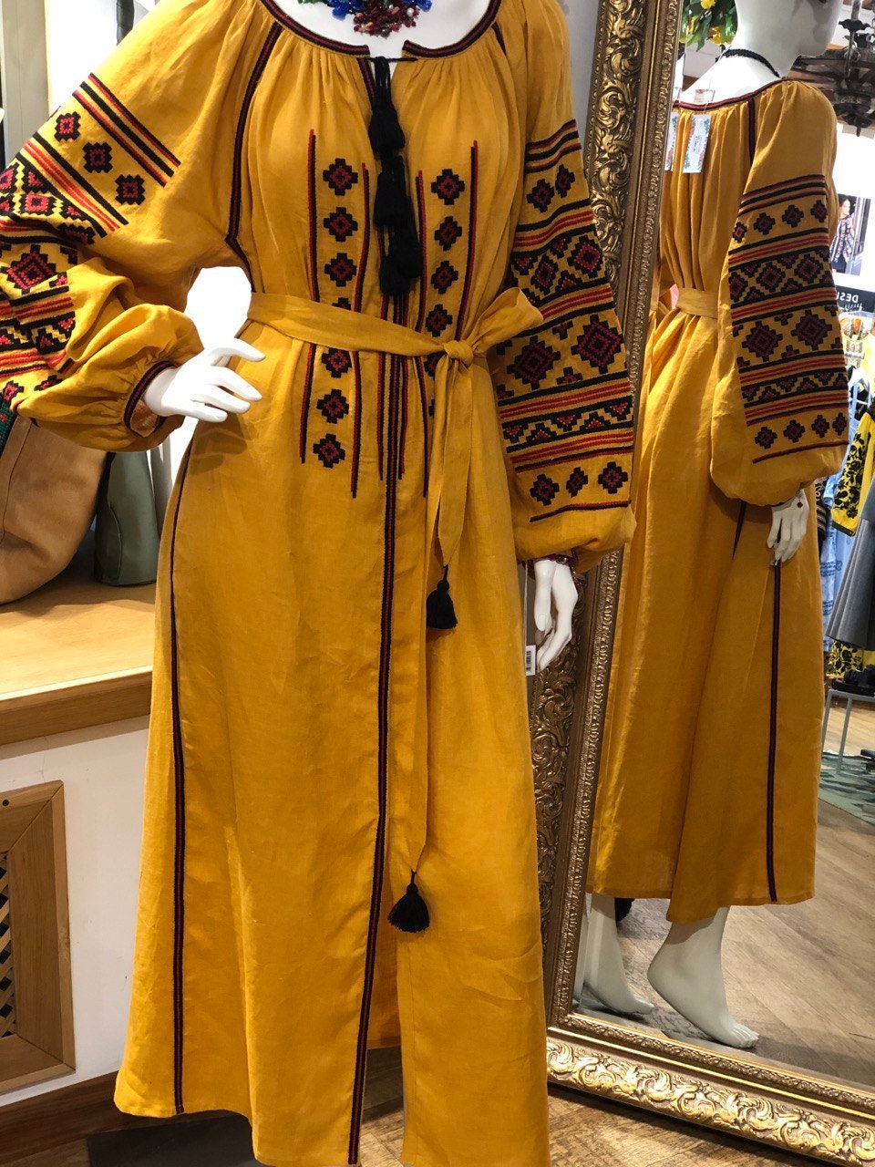 Ukrainian Vyshyvanka Linen Dress - Embroidered Folk Style for Women, Easter Wear