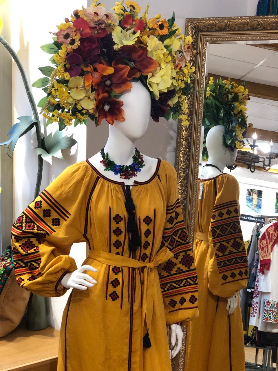 Ukrainian Vyshyvanka Linen Dress - Embroidered Folk Style for Women, Easter Wear