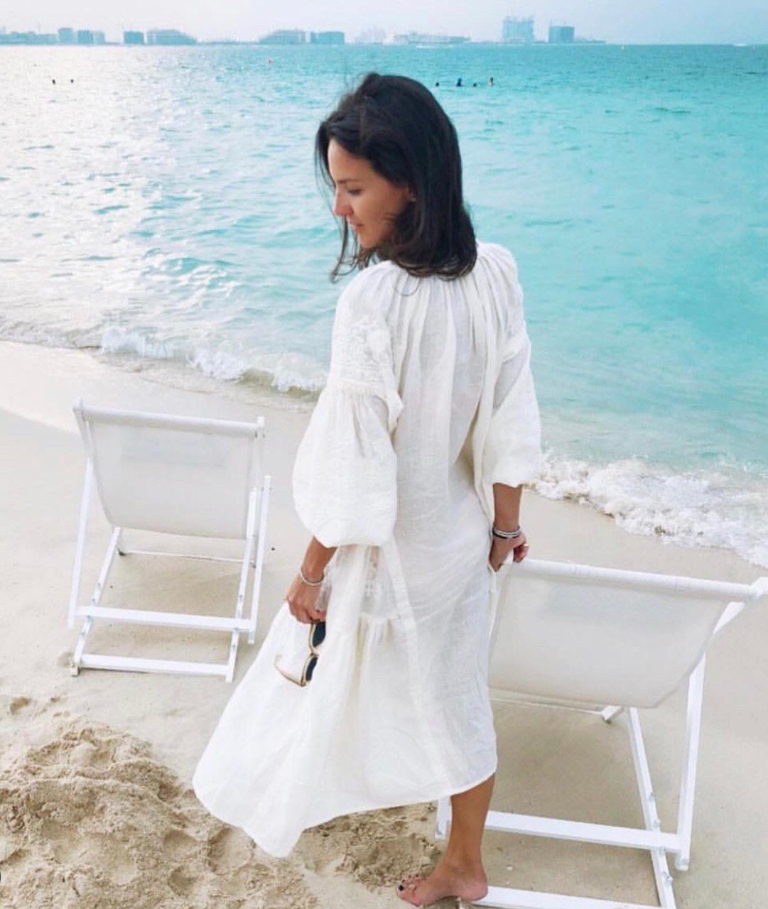 Linen White Ukrainian Vyshyvanka Embroidered Wedding Dress