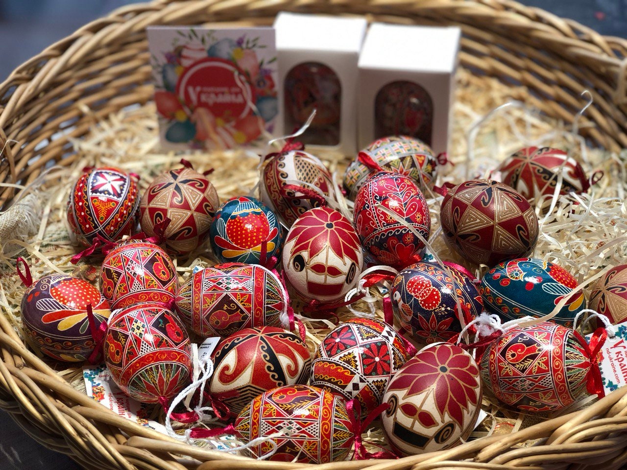 Ukrainian Pysanka Set 6 Handmade Real Chicken Eggs Easter