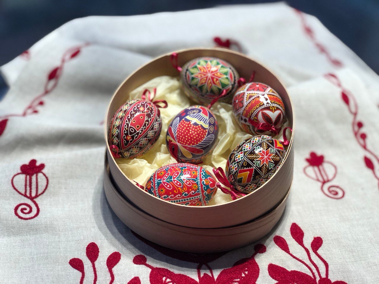 6 Handcrafted Ukrainian Pysanka Eggs - High-Quality Easter Decor