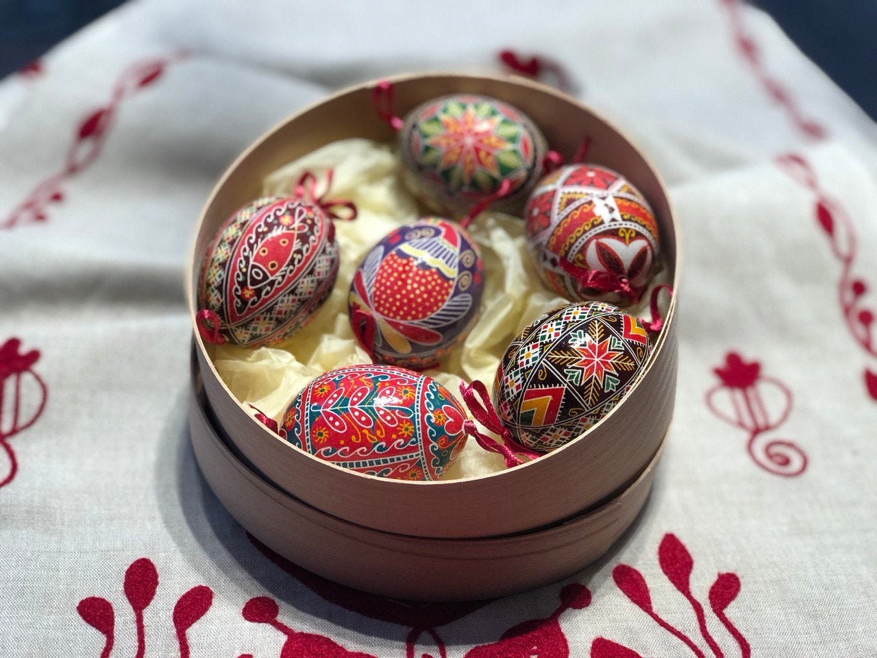 Ukrainian Pysanka Set: 5 Handmade Real Chicken Eggs for Easter and Valentine's Day
