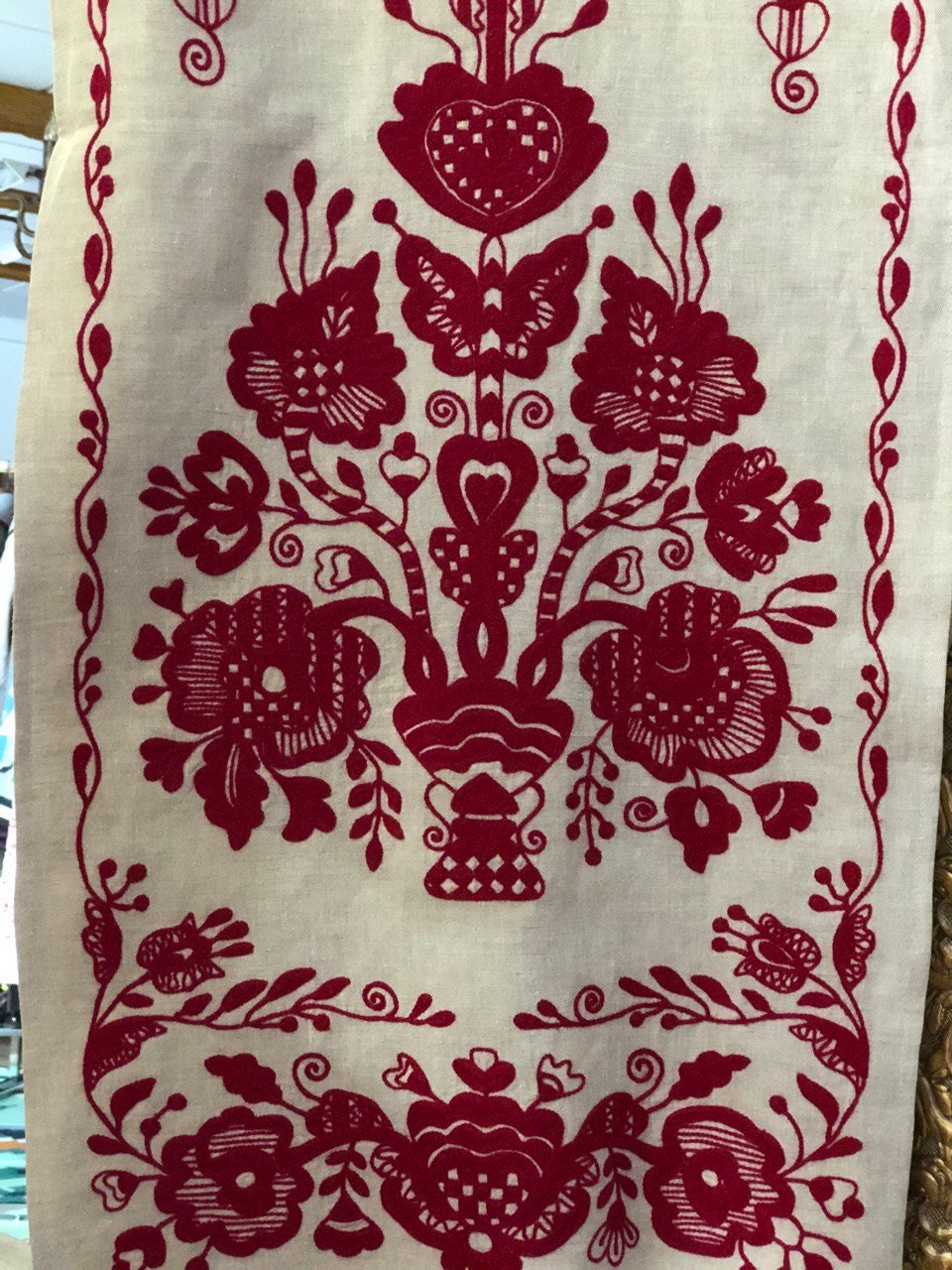 Ukrainian Embroidered Wedding Towel - Limited Edition Cross-Stitched Linen Towel