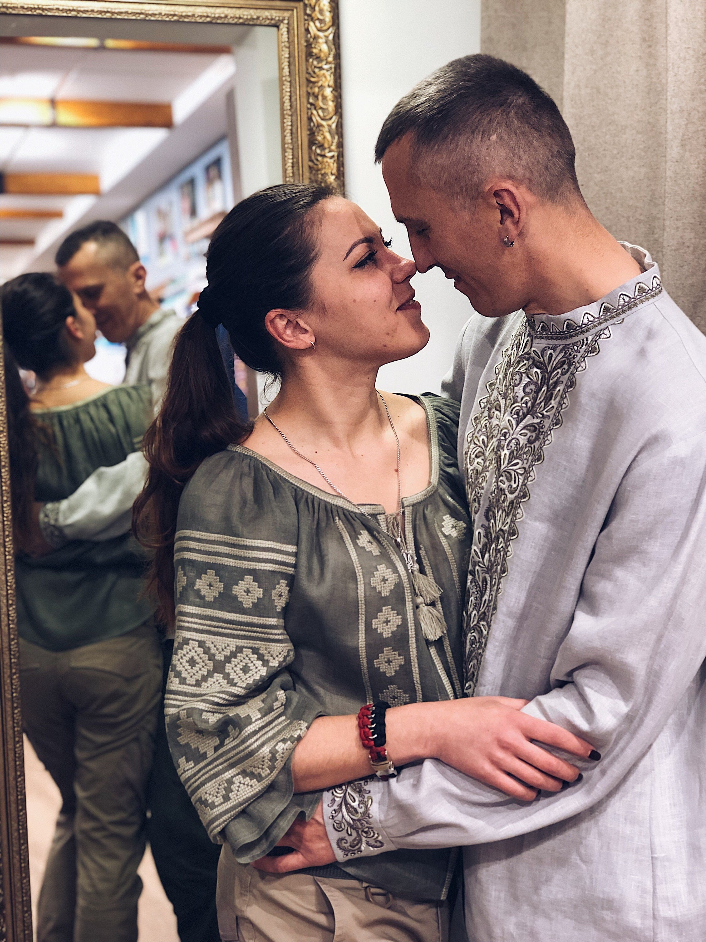 Linen Embroidered Ukrainian Vyshyvanka Blouse - Bohemian Ethnic Shirt